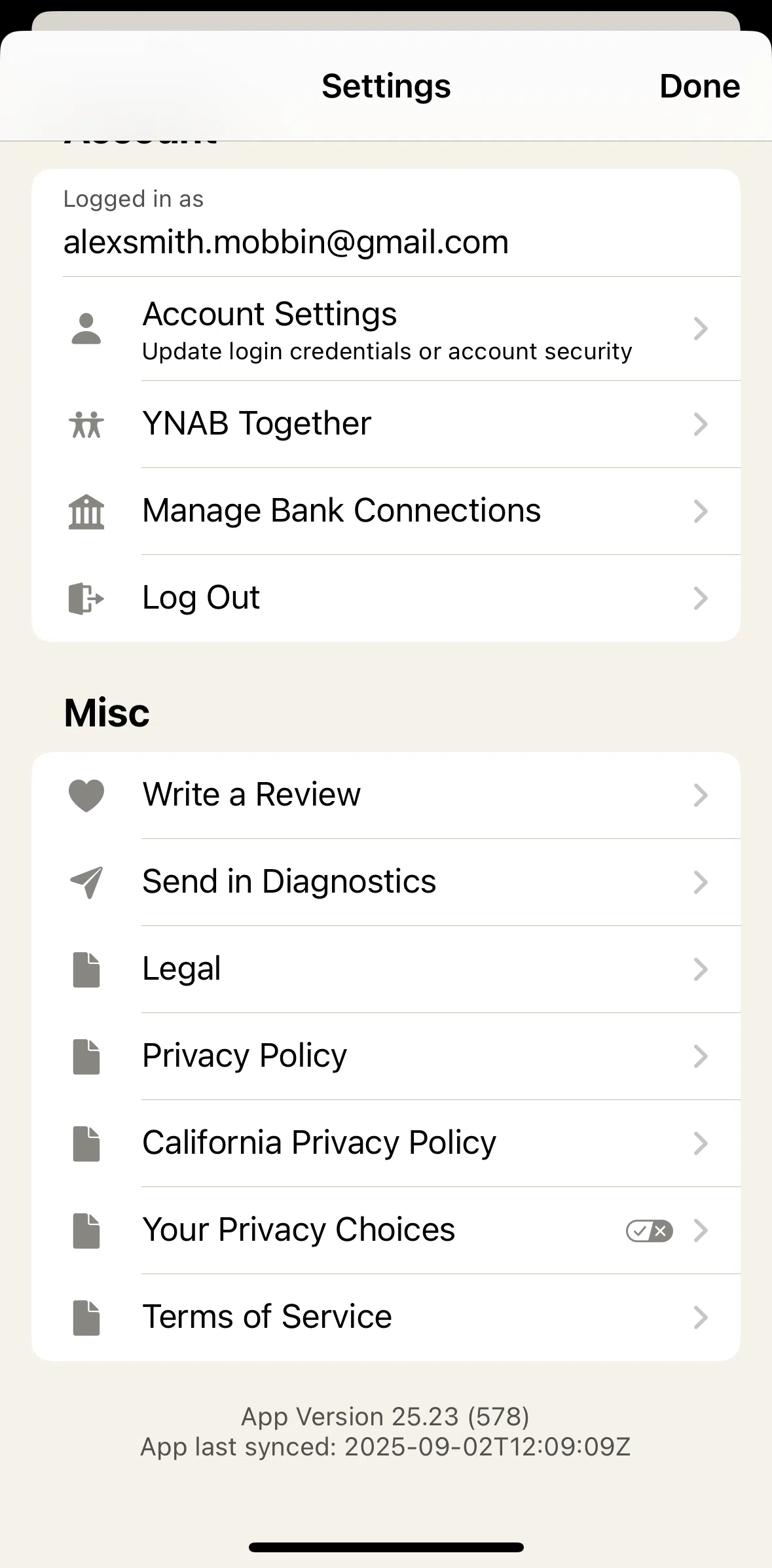 YNAB Screen screen in the Invite a friend flow