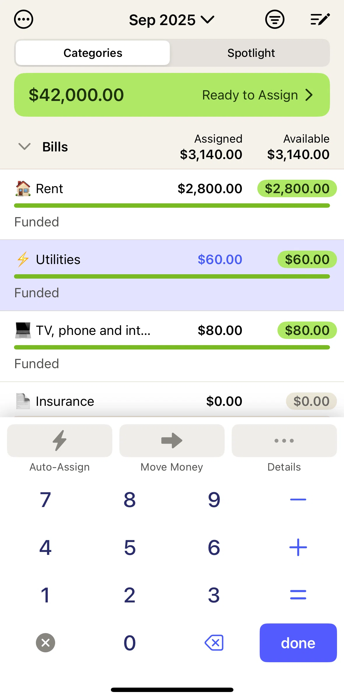 YNAB Screen screen in the Moving money flow