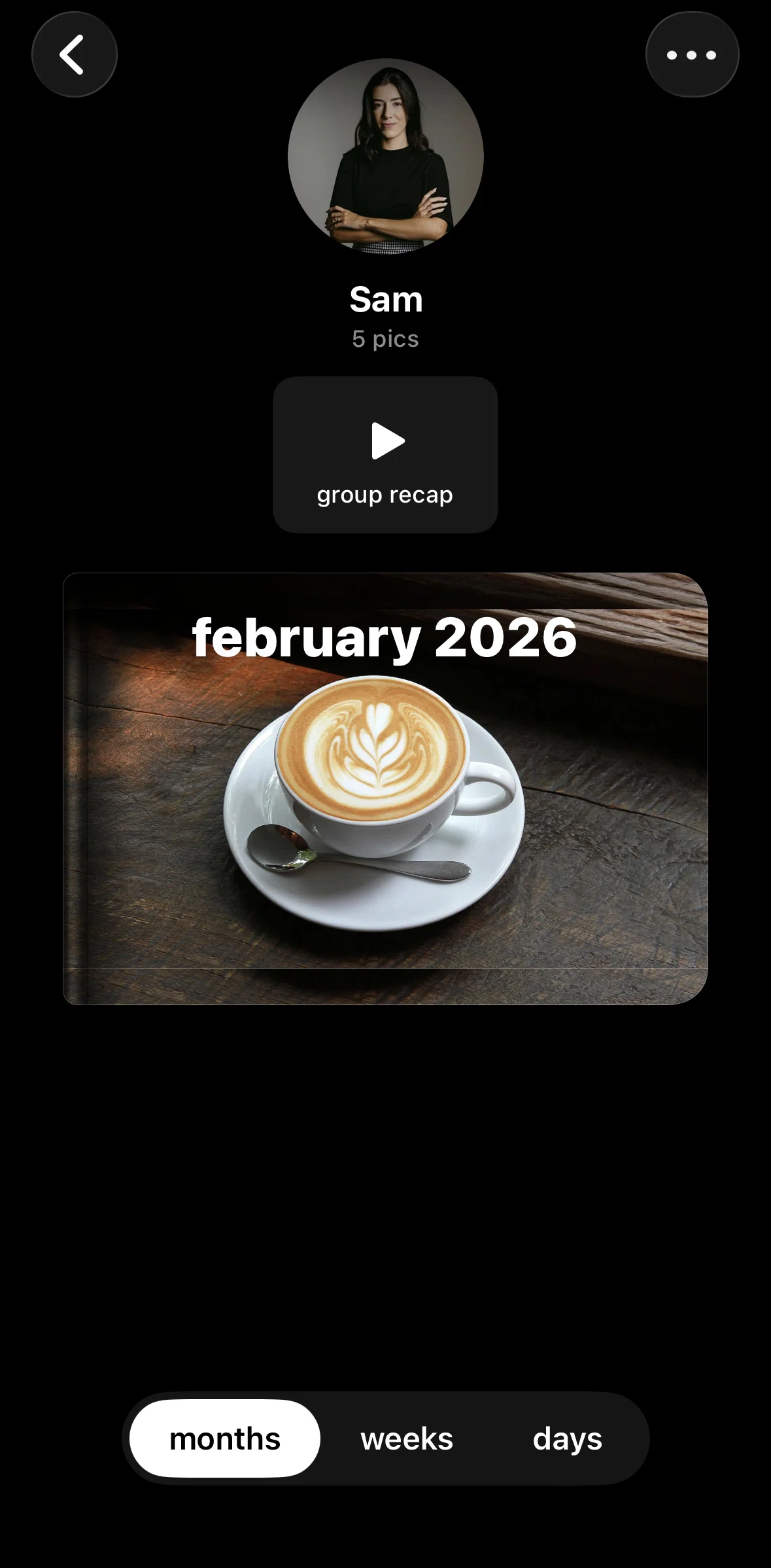 yope Screen screen in the Group recap flow