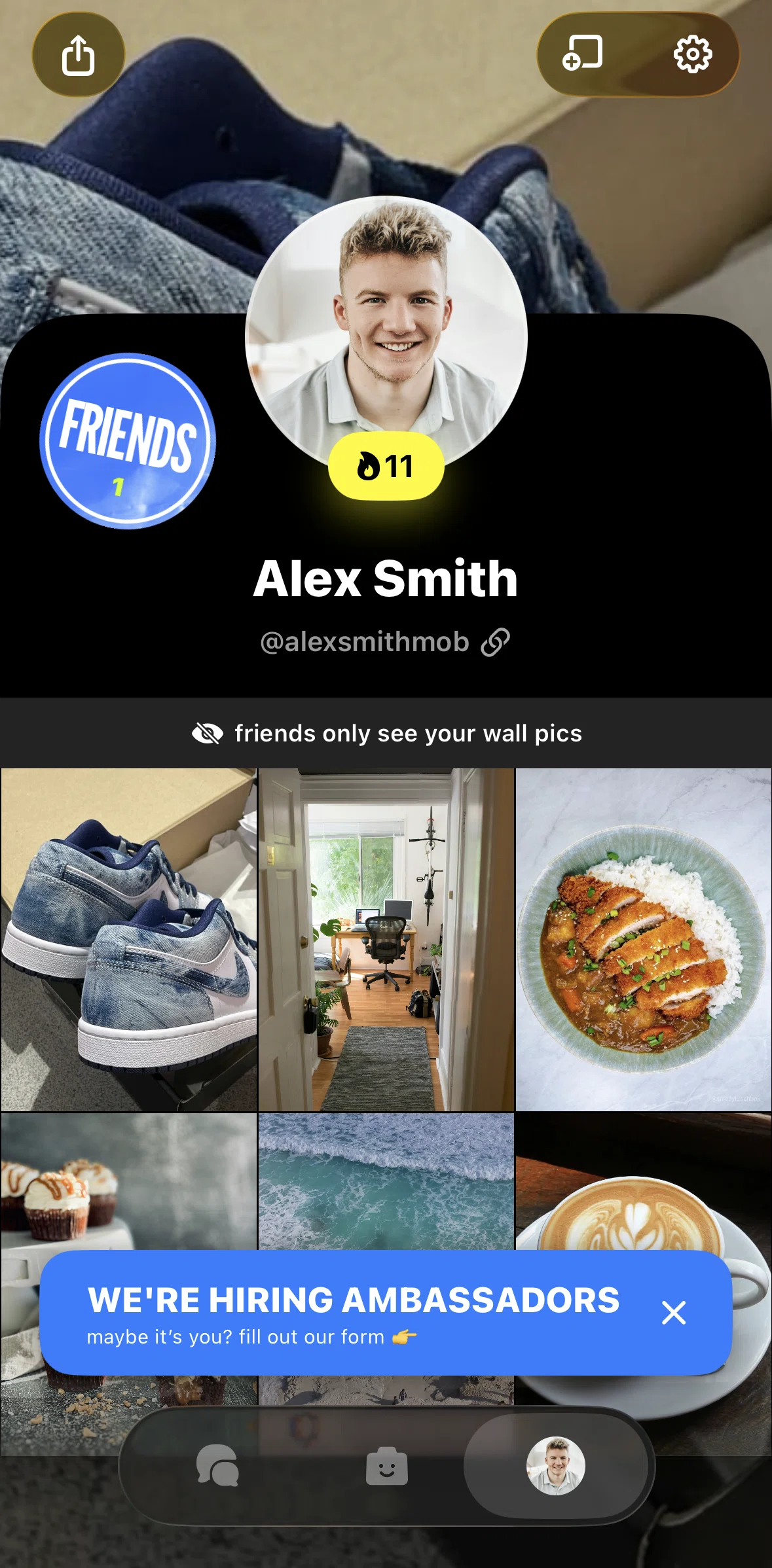 yope Screen screen in the Profile settings flow
