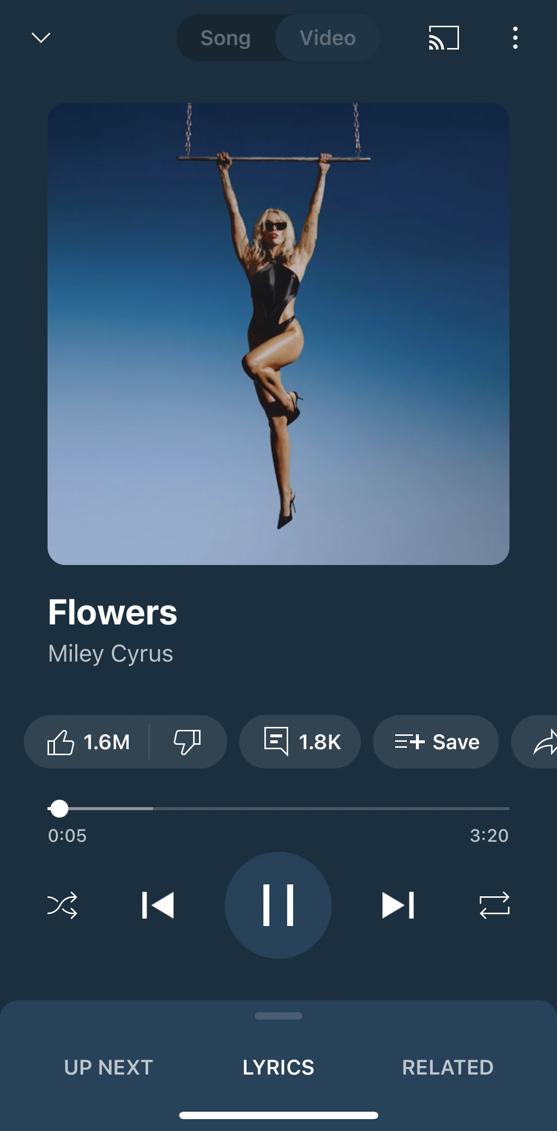Youtube Music Screen screen in the Commenting on a song flow