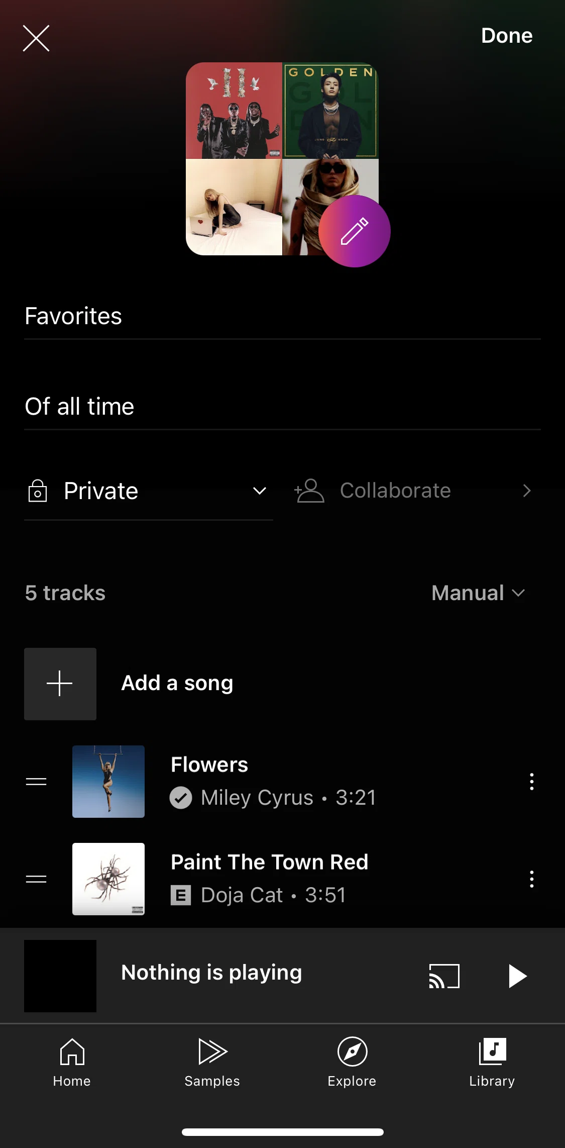 Youtube Music Screen screen in the Creating thumbnail art with AI flow