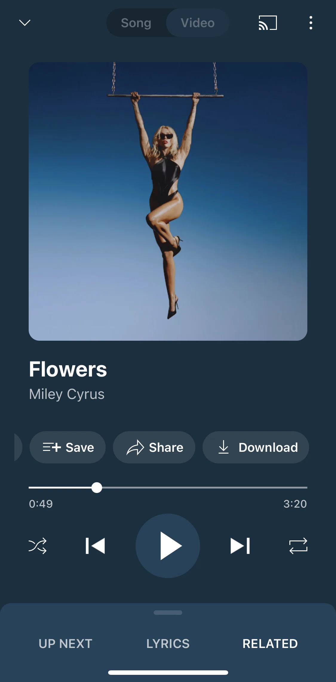 Youtube Music Screen screen in the Downloading a song flow