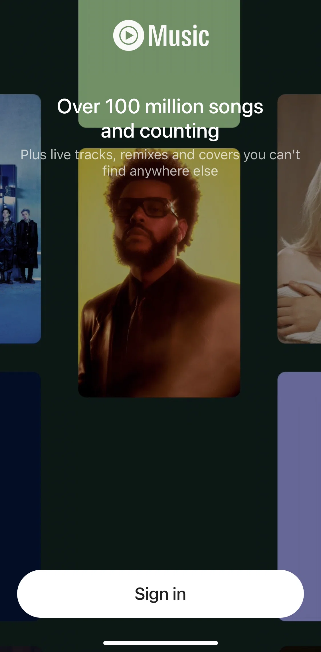 Youtube Music Screen screen in the Logging in flow