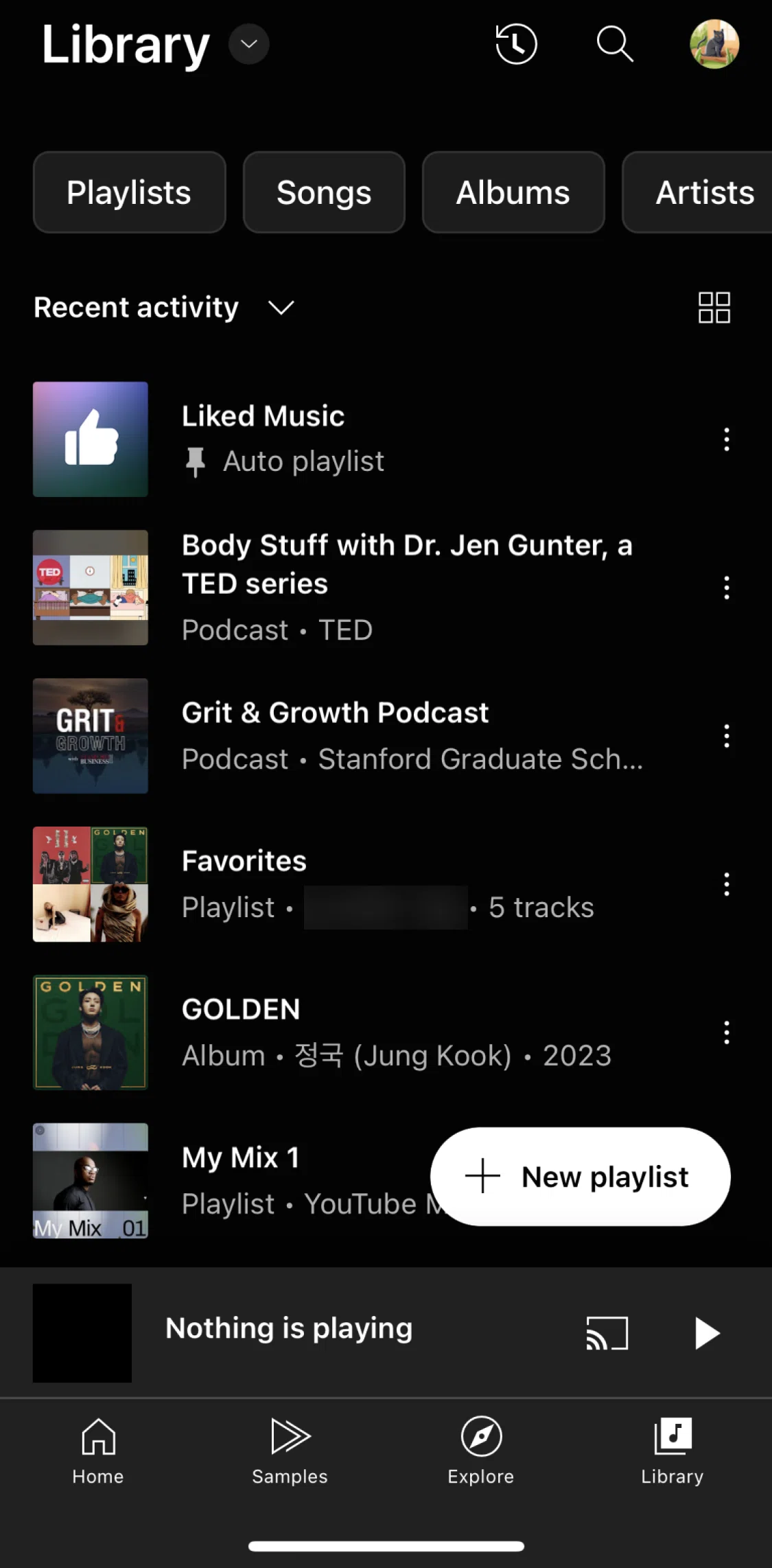Youtube Music Screen screen in the Playlist flow