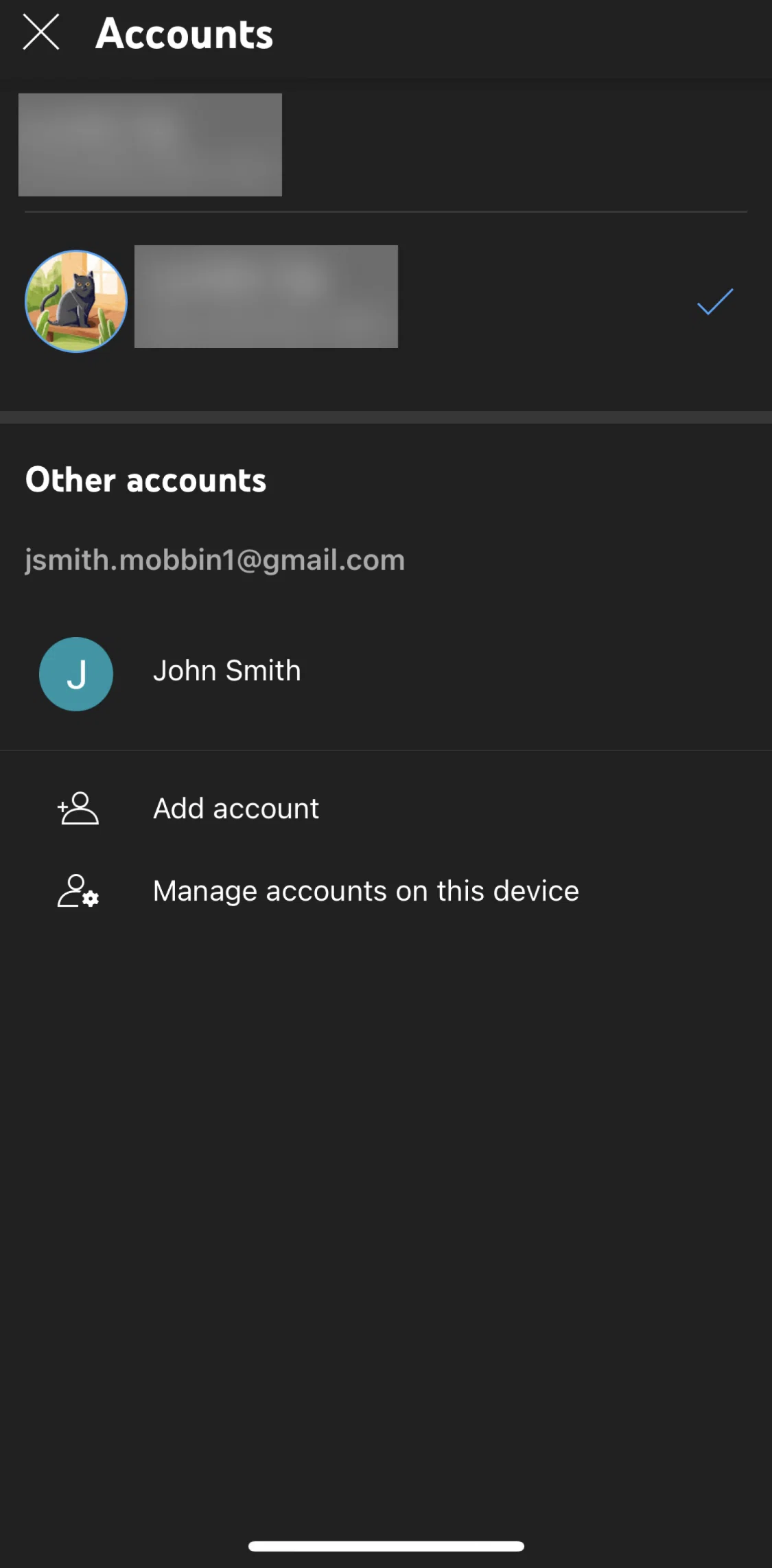 Youtube Music Screen screen in the Removing an account from device flow