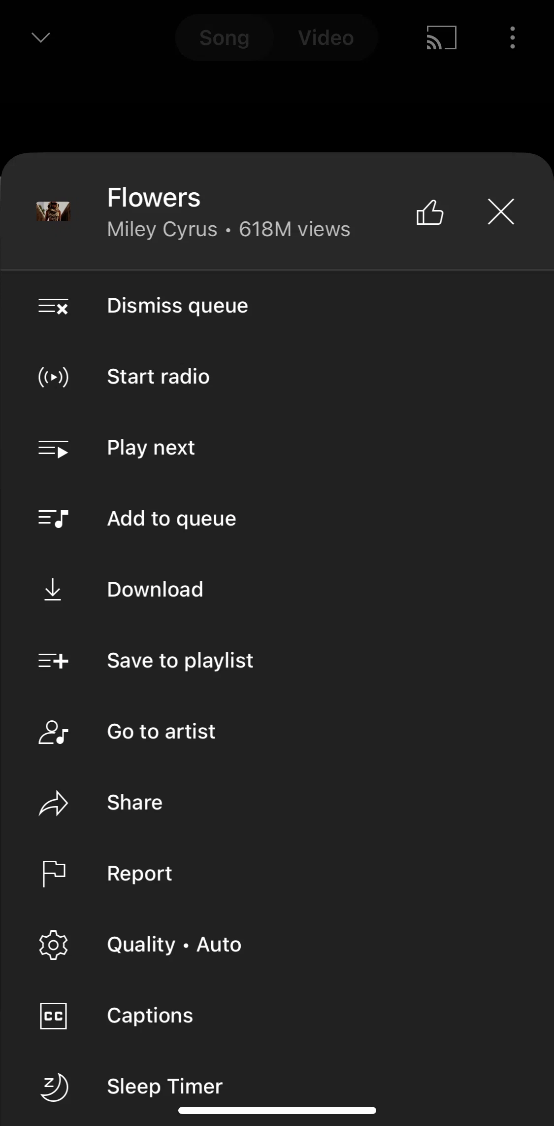 Youtube Music Screen screen in the Setting a sleep timer flow