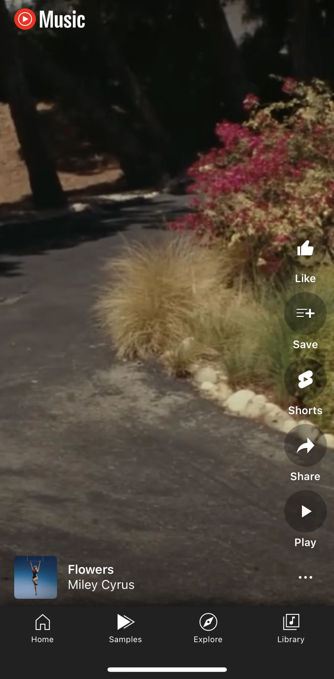Youtube Music Screen screen in the Shorts flow