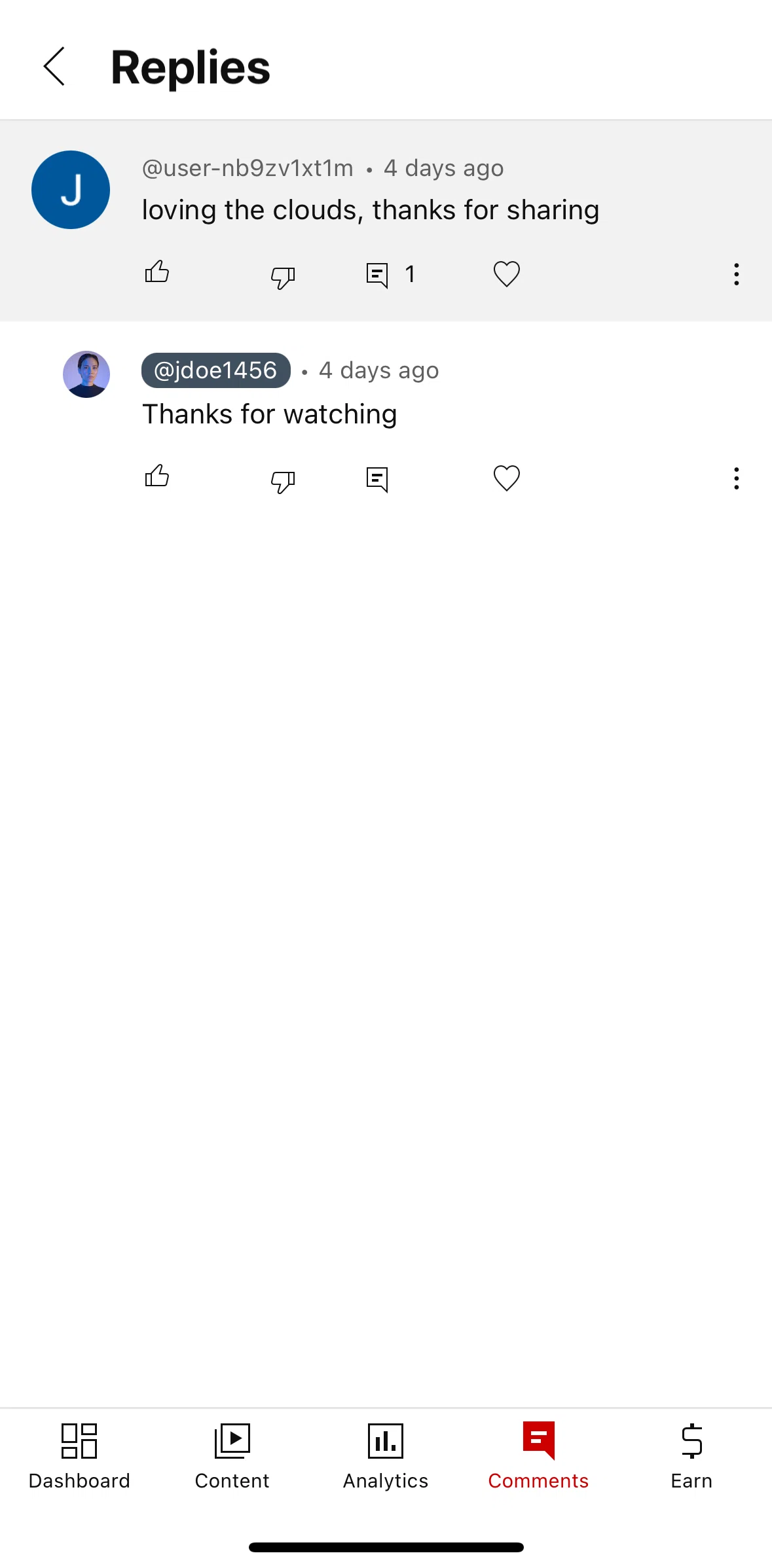 YouTube Studio Screen screen in the Editing a reply flow