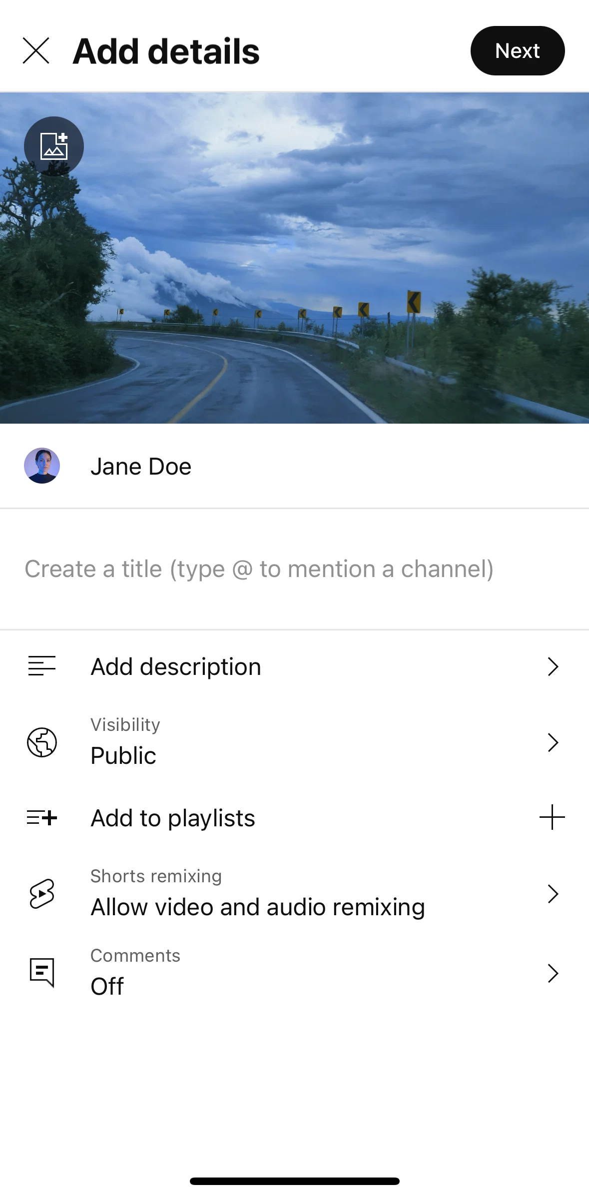 YouTube Studio Screen screen in the Editing a thumbnail flow