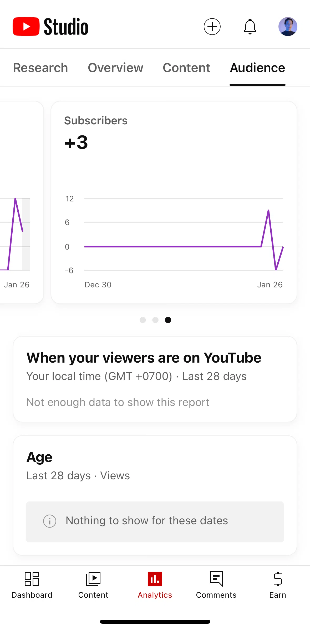 YouTube Studio Screen screen in the Subscribers flow