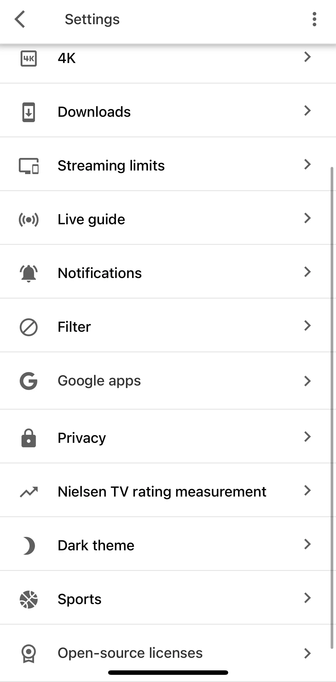 YouTube TV Screen screen in the Nielsen TV rating measurement flow
