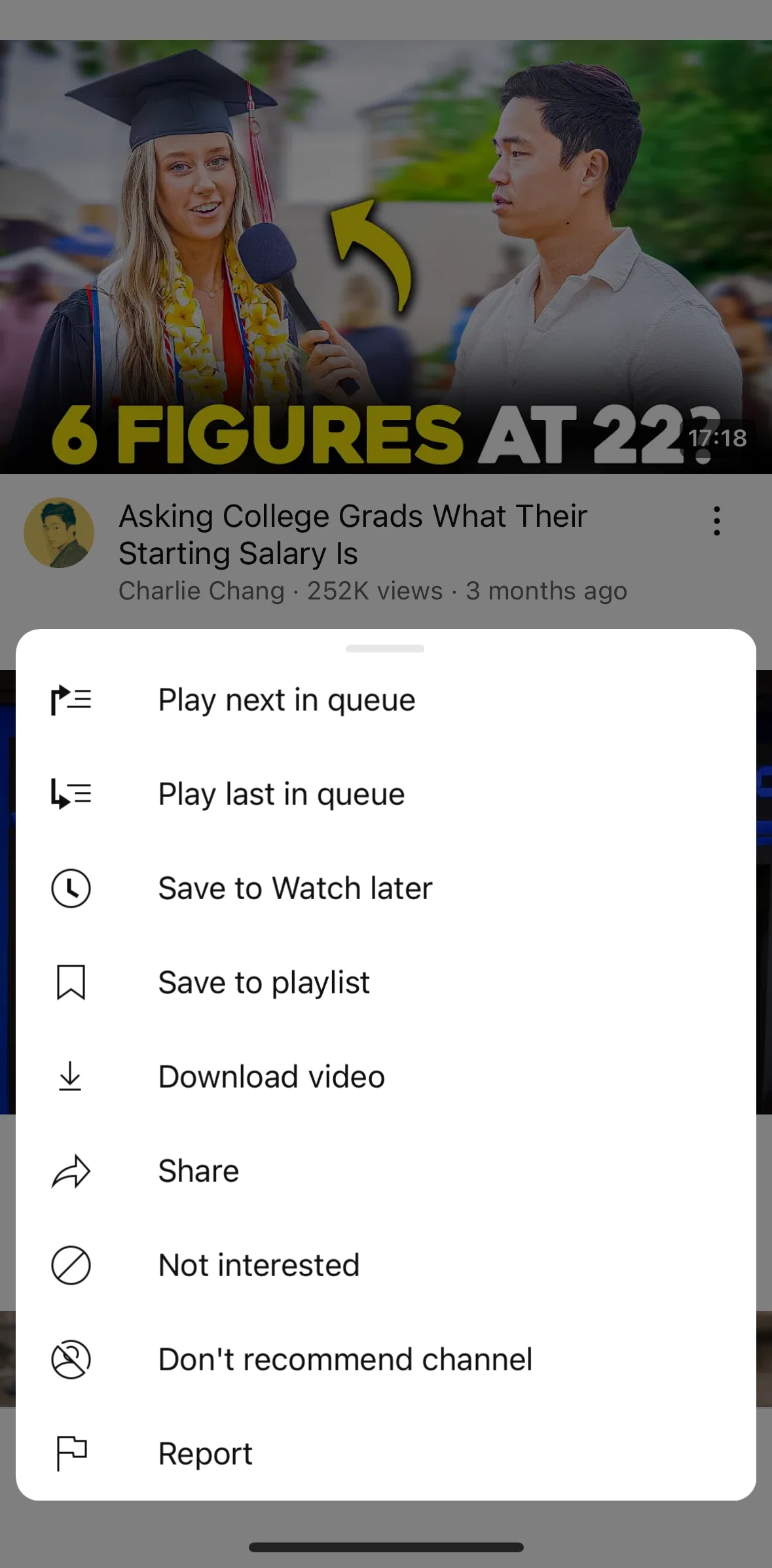 Youtube Screen 1 screen in the Adding video to queue flow