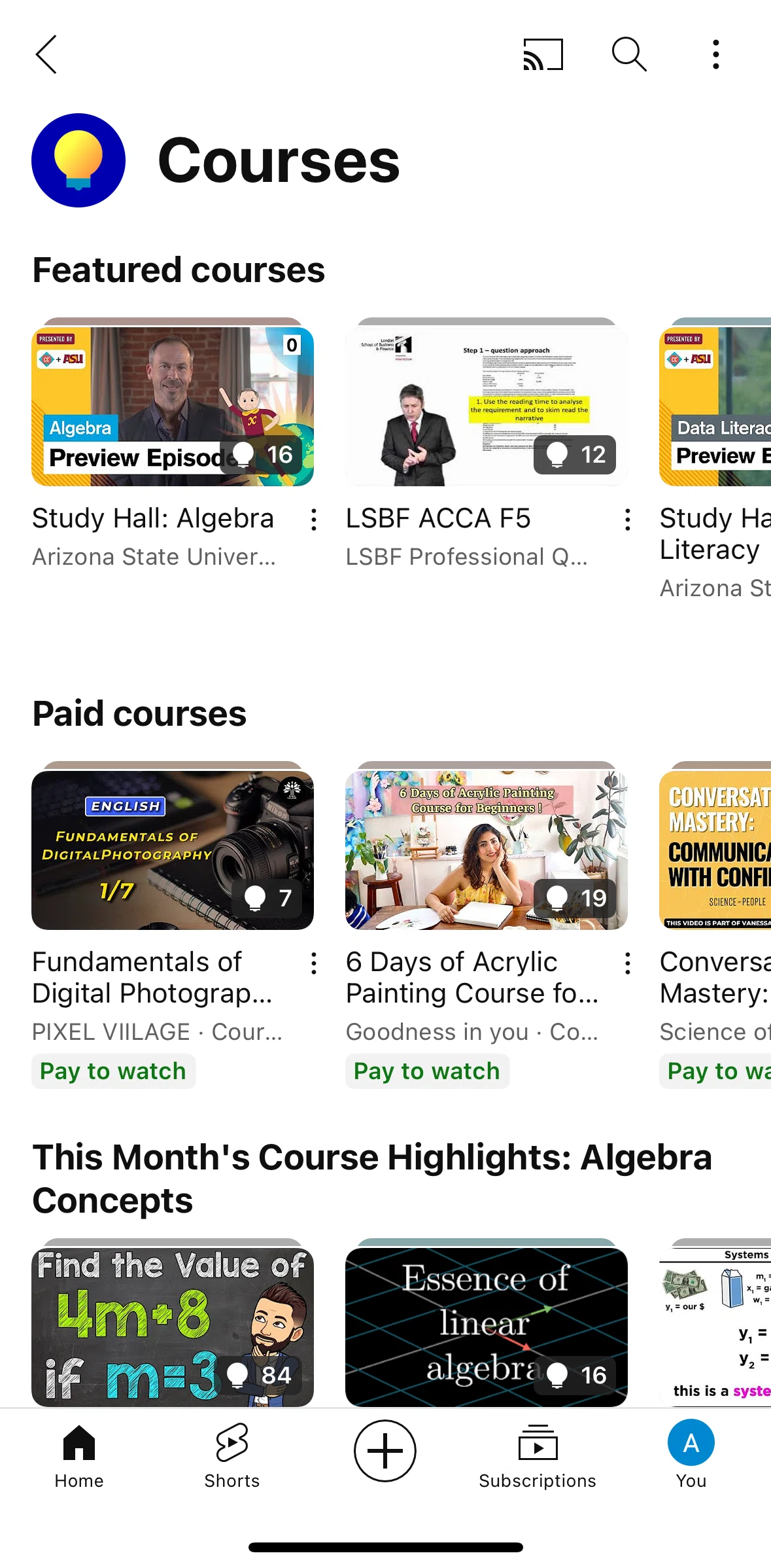 Youtube Screen 1 screen in the Buy a course flow