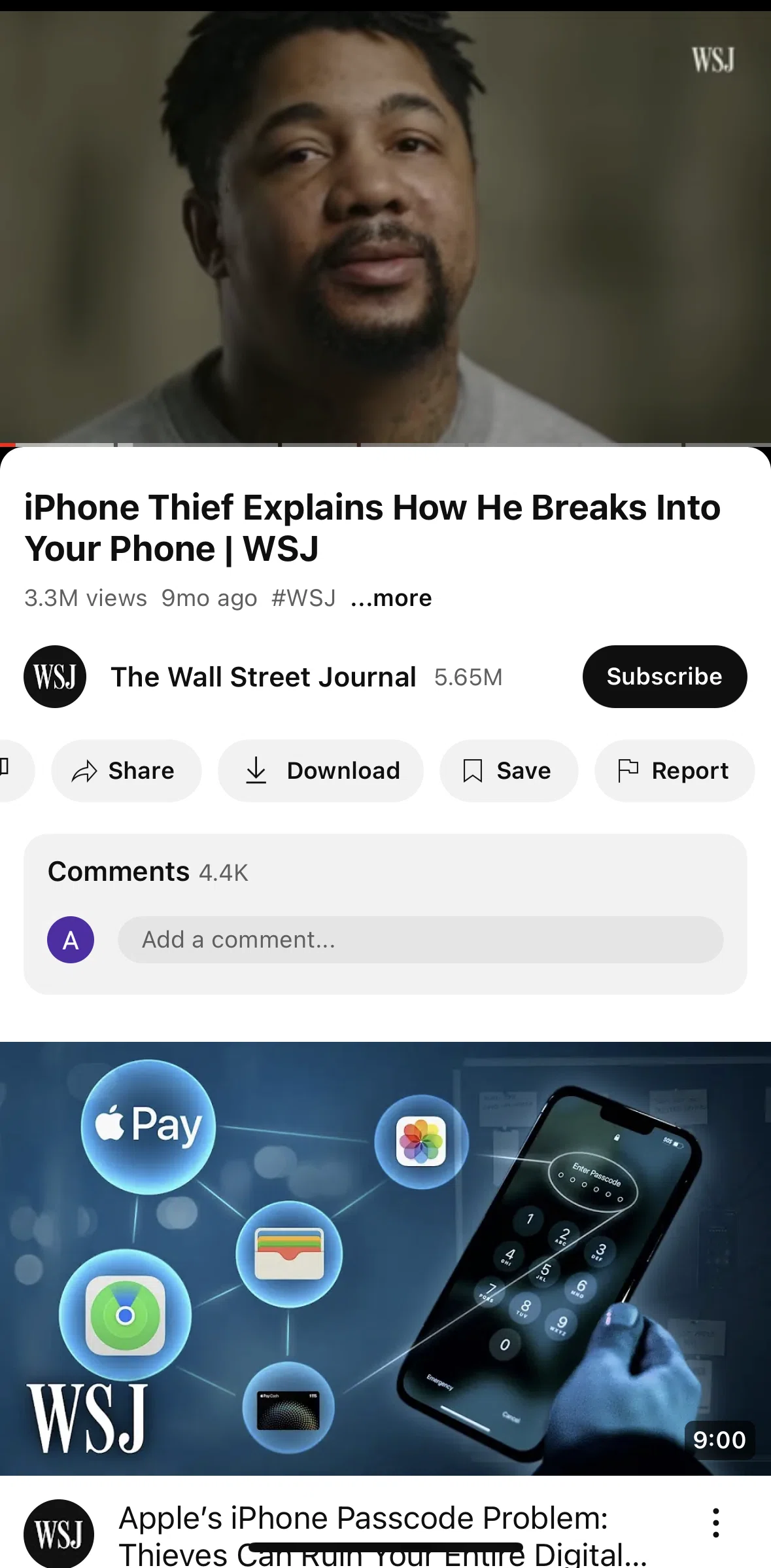 Youtube Screen 1 screen in the Comments flow