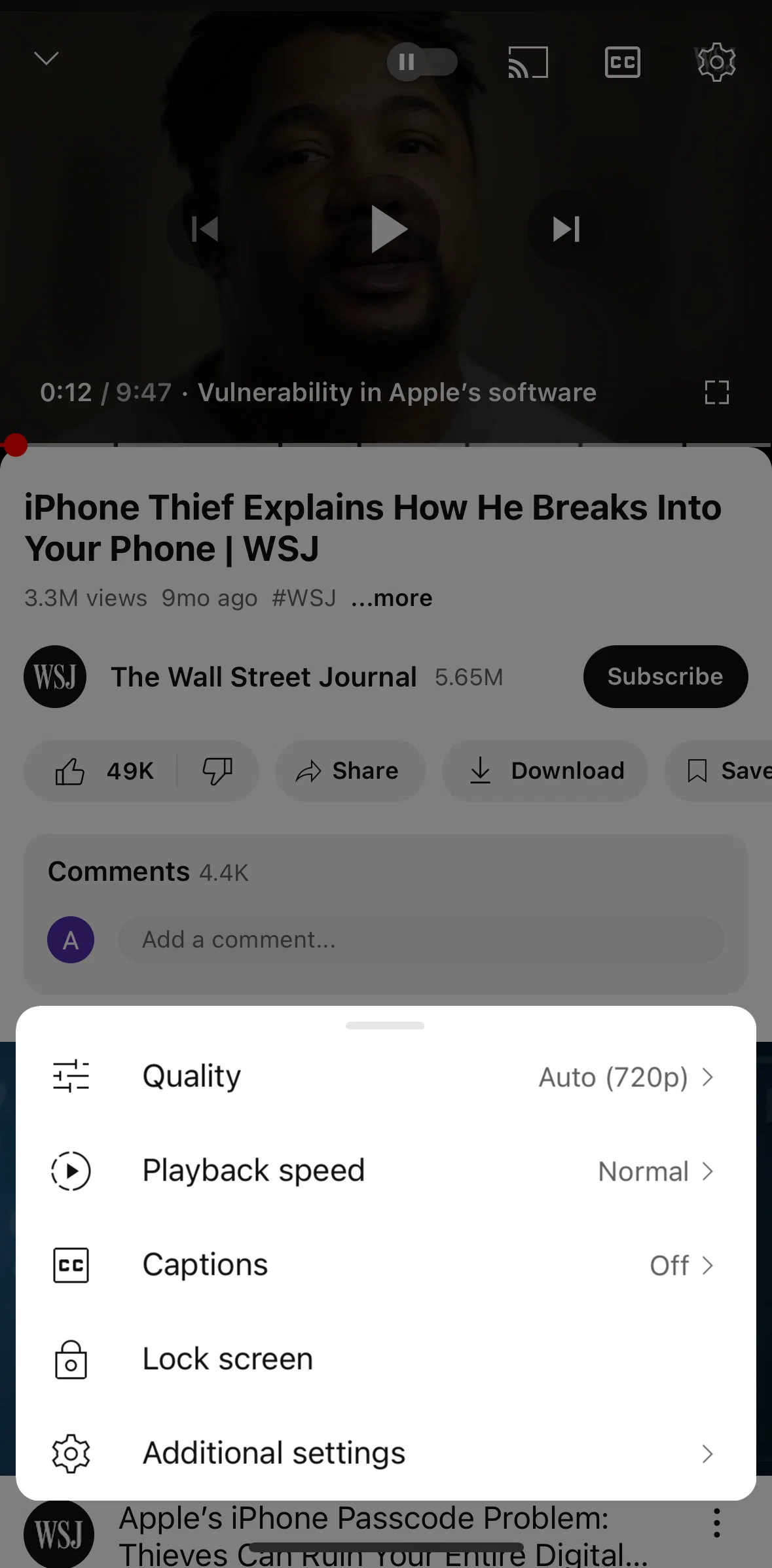 Youtube Screen 1 screen in the Locking video screen flow