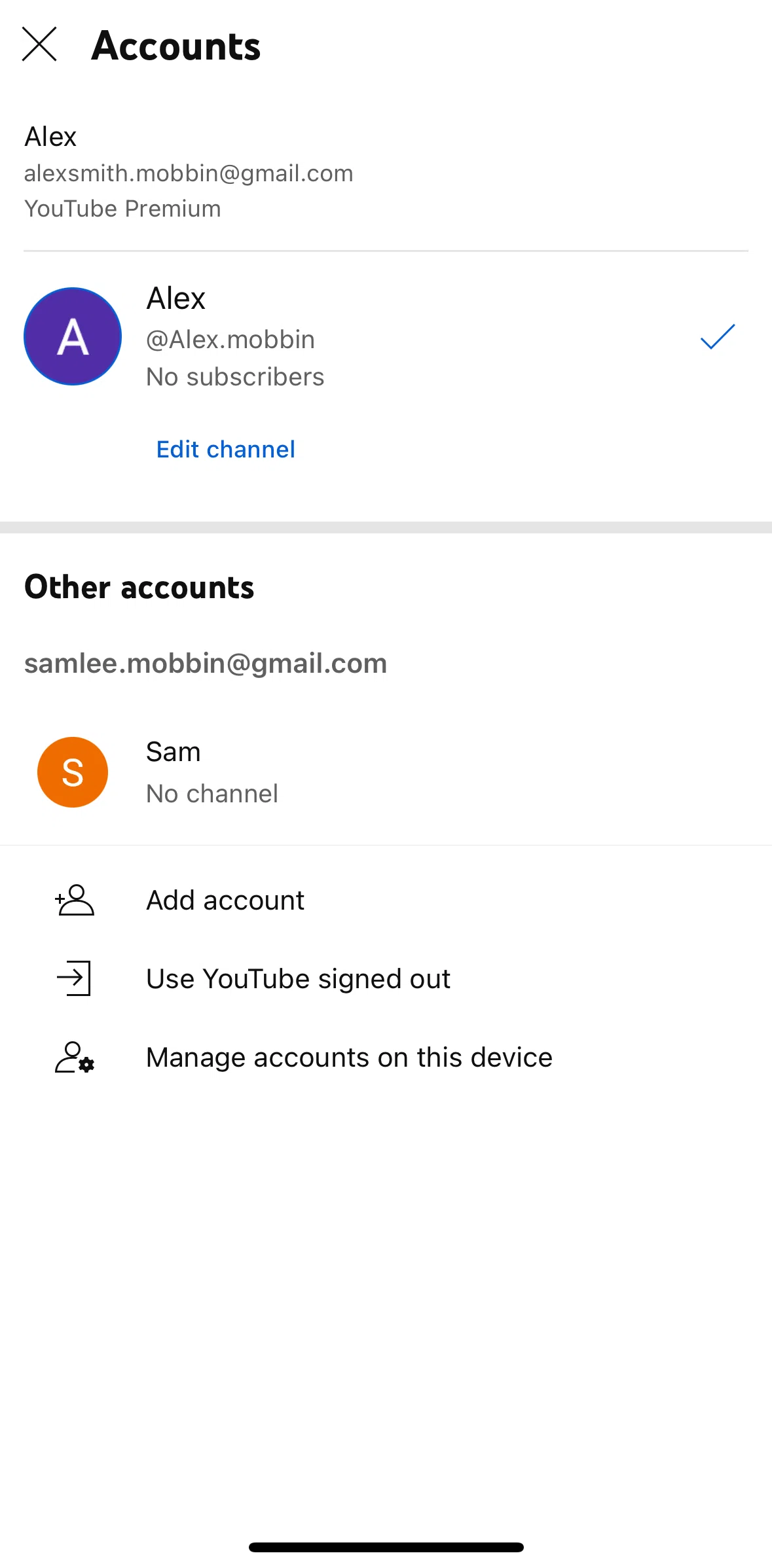 Youtube Screen 1 screen in the Logging out flow
