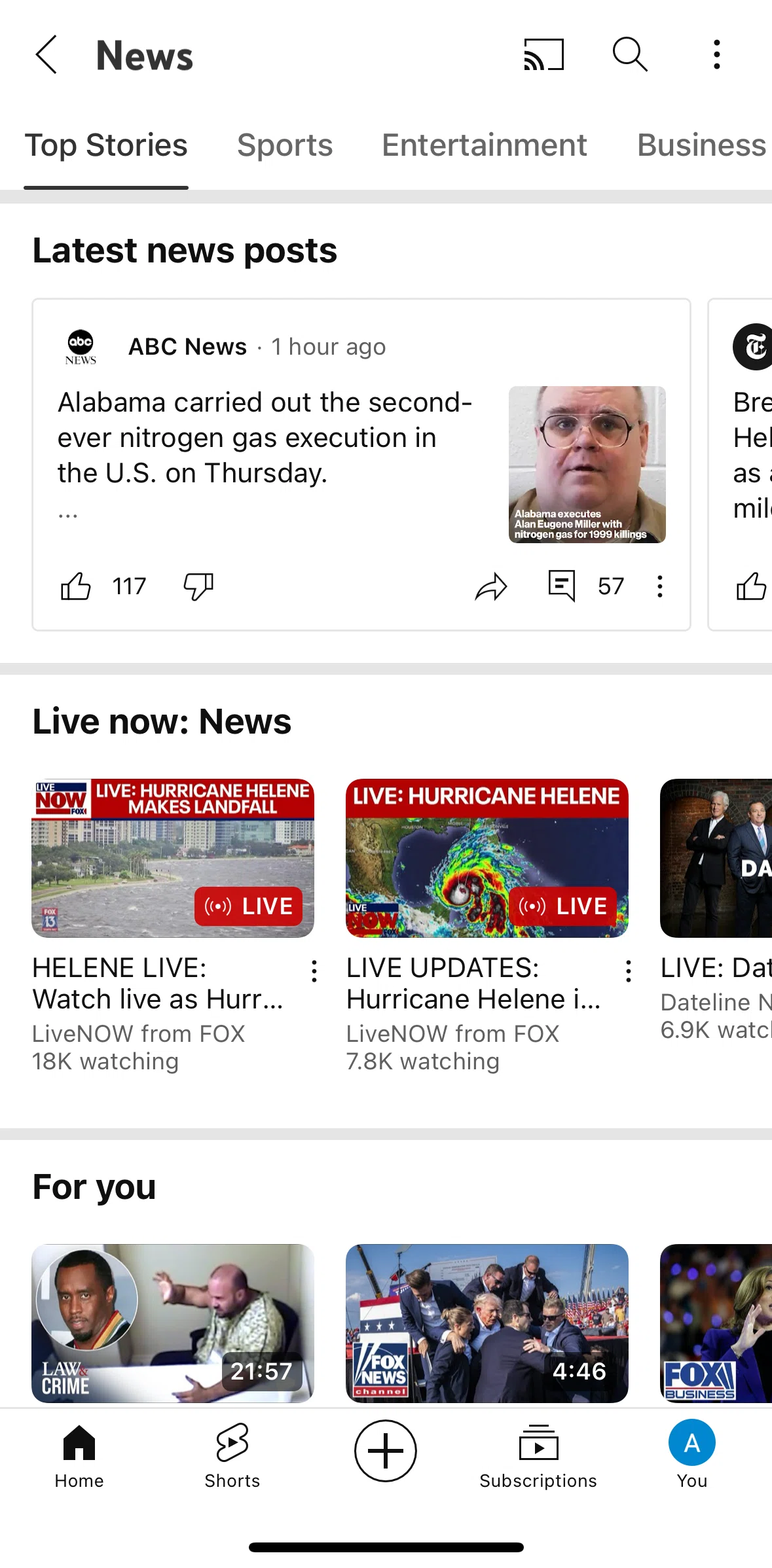 Youtube Screen 1 screen in the News post detail flow