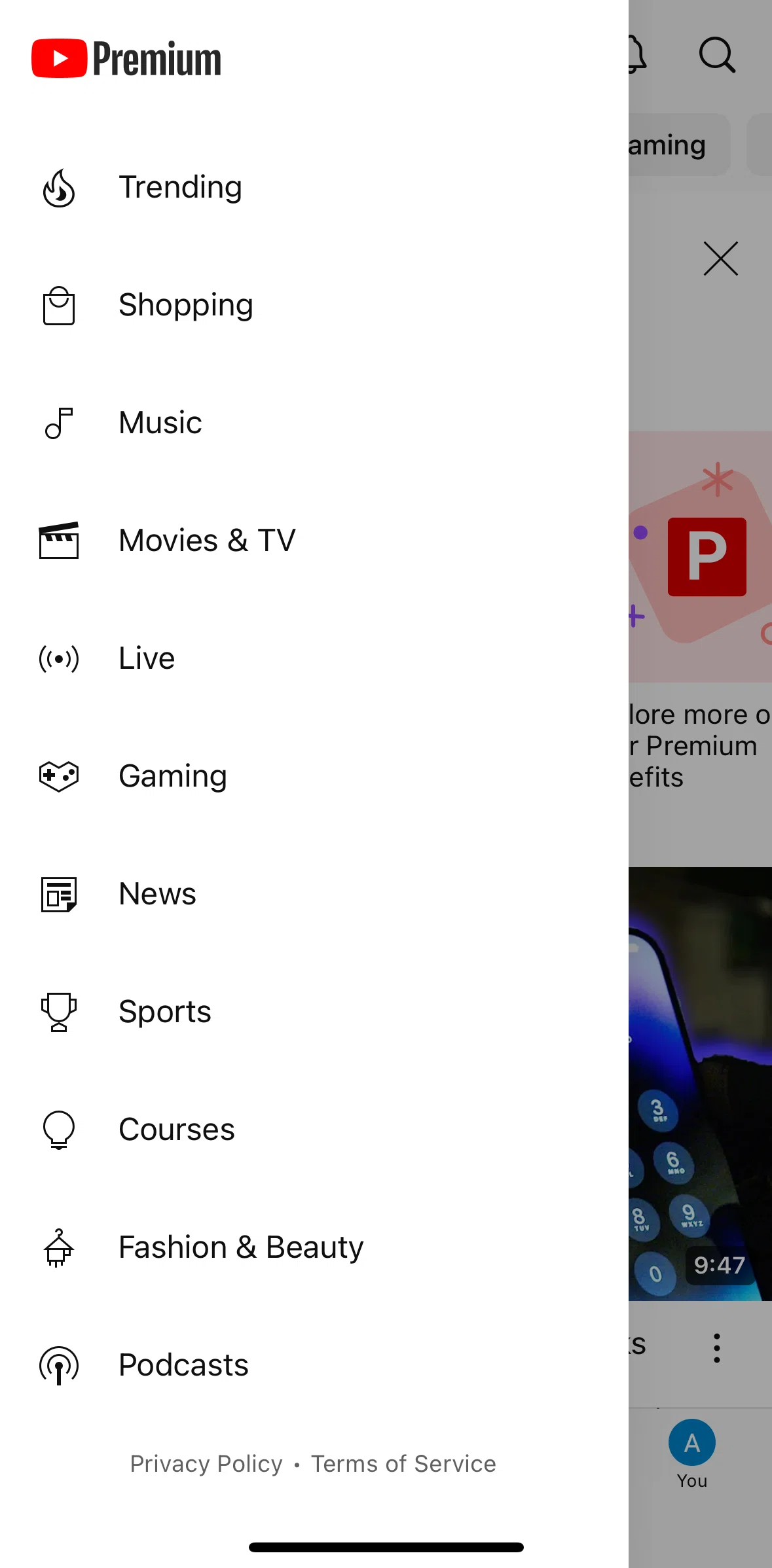 Youtube Screen 1 screen in the Trending flow