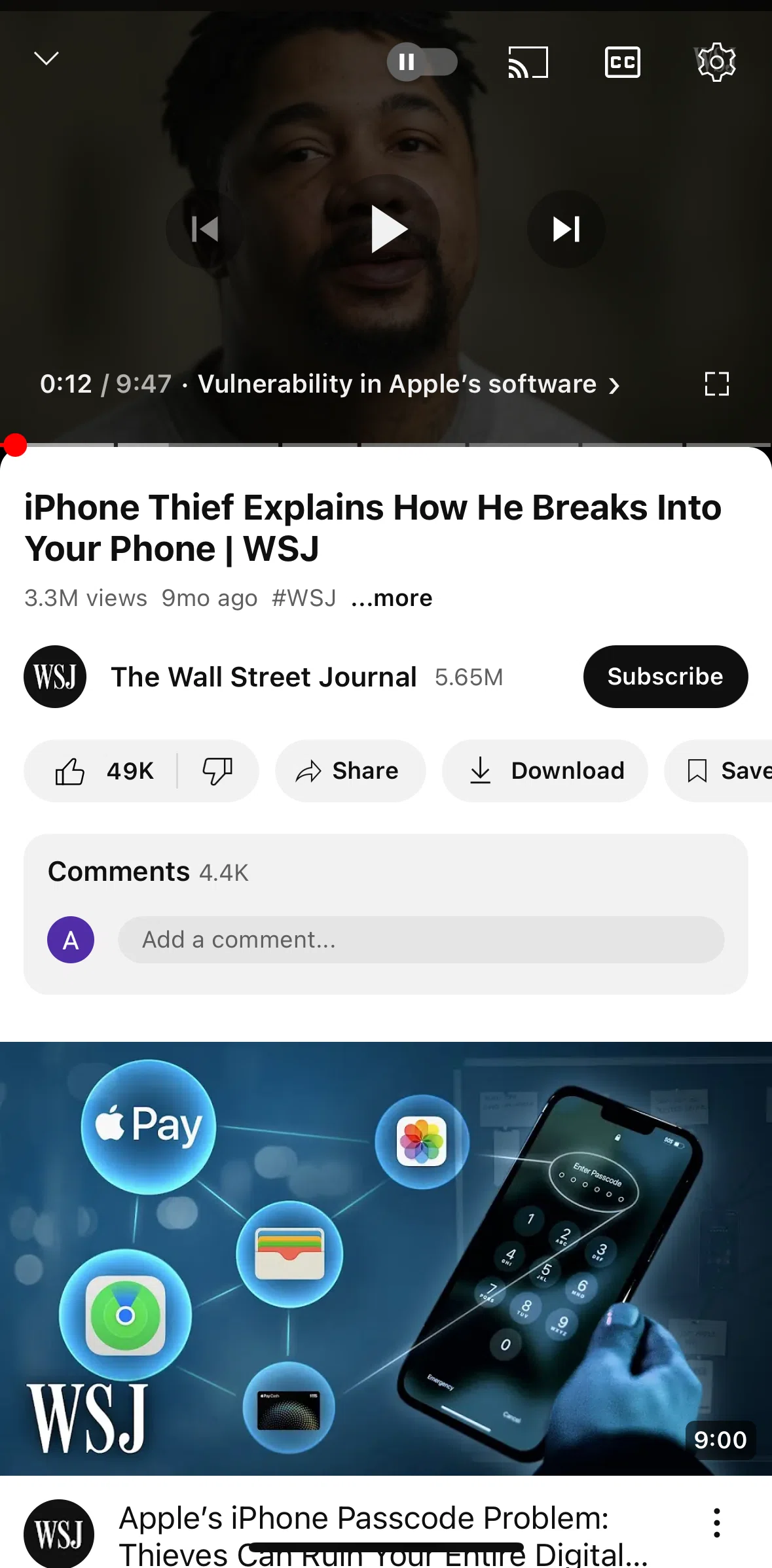 Youtube Screen 1 screen in the Turning on captions flow