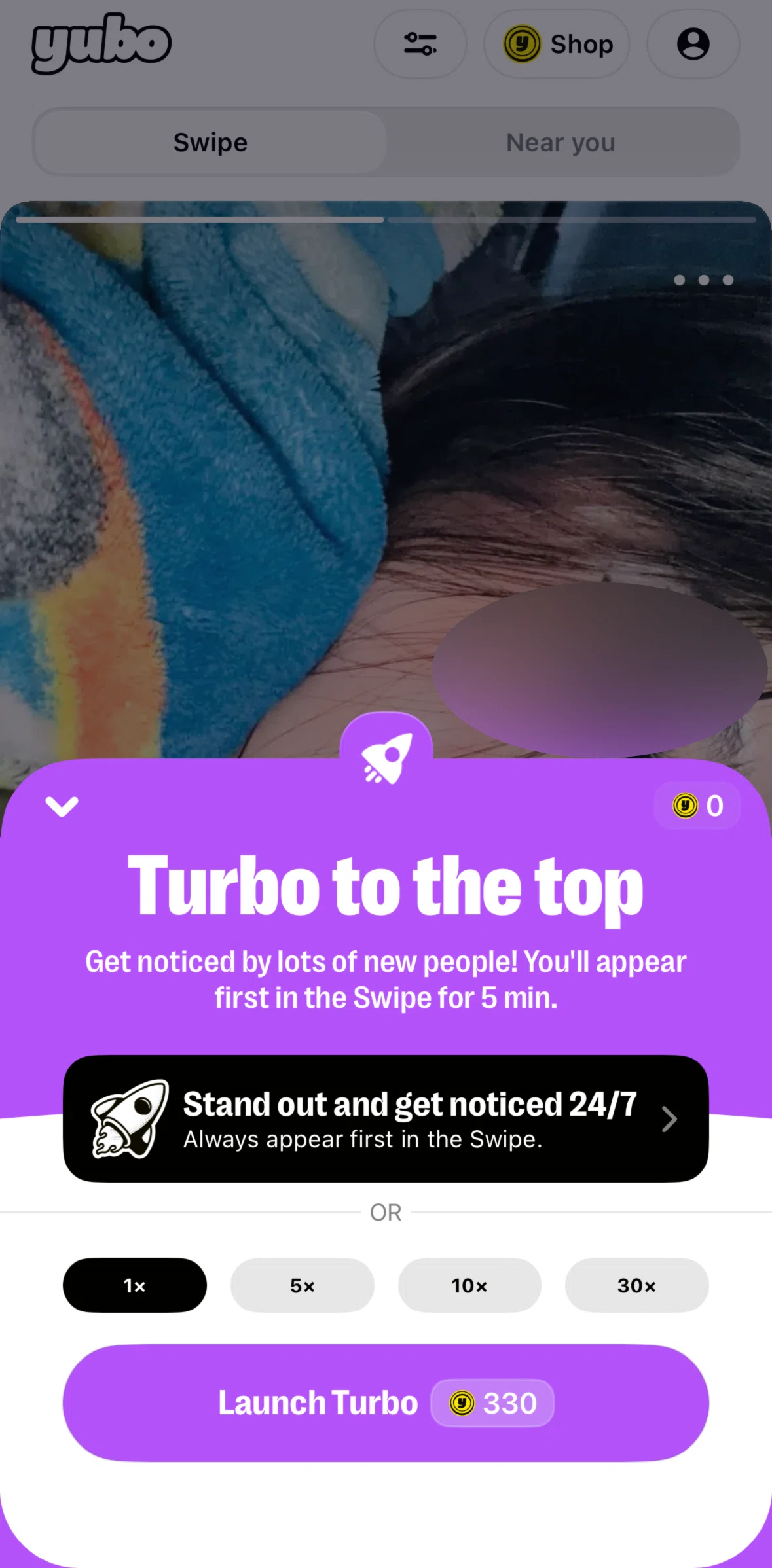 Yubo Screen screen in the Purchasing YuBucks flow