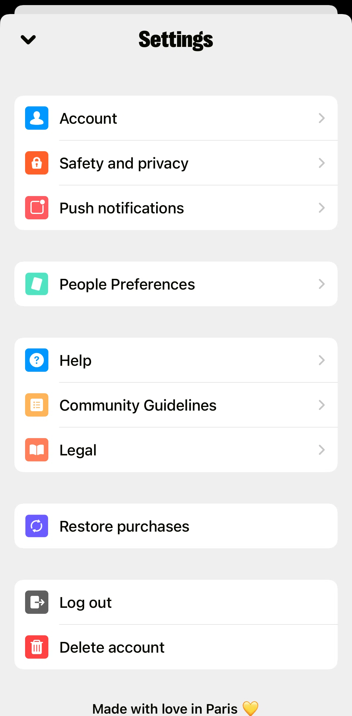 Yubo Screen screen in the Safety and privacy flow