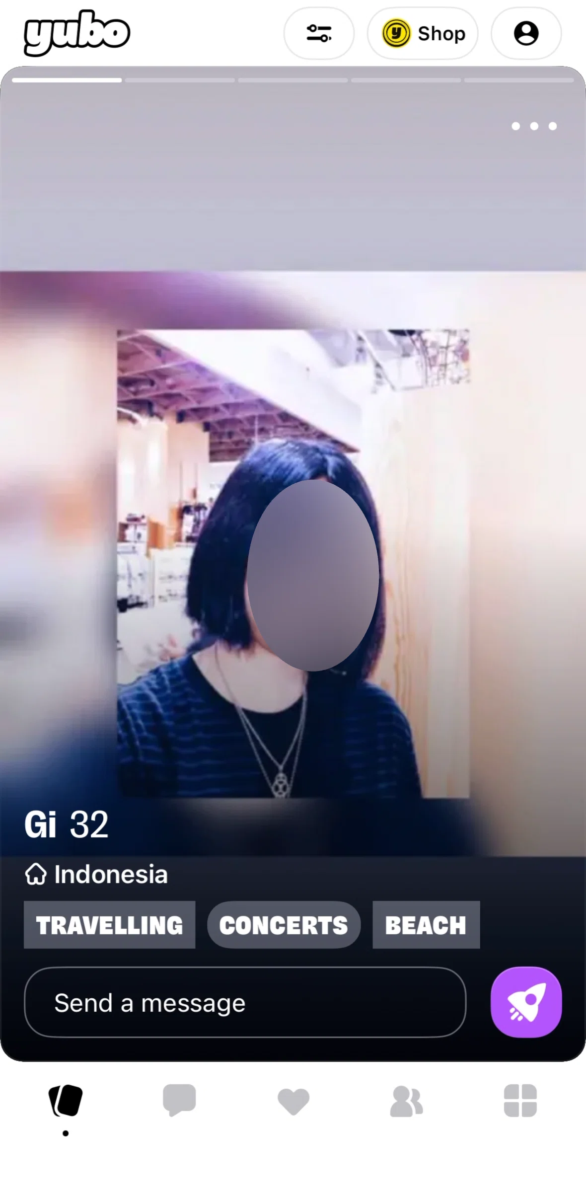 Yubo Screen screen in the Swipe flow