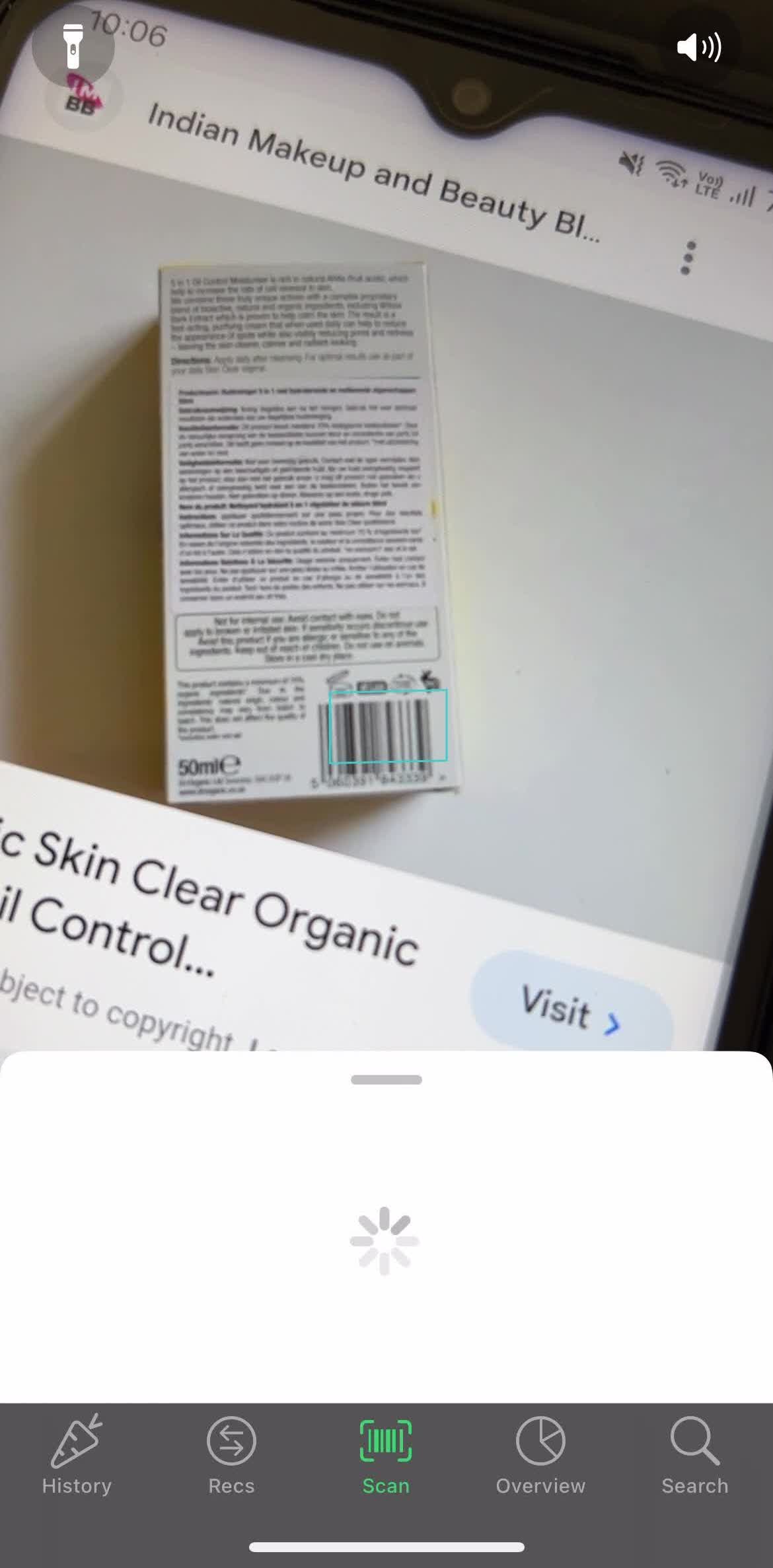 Yuka Scan barcode screen in the Saving flow