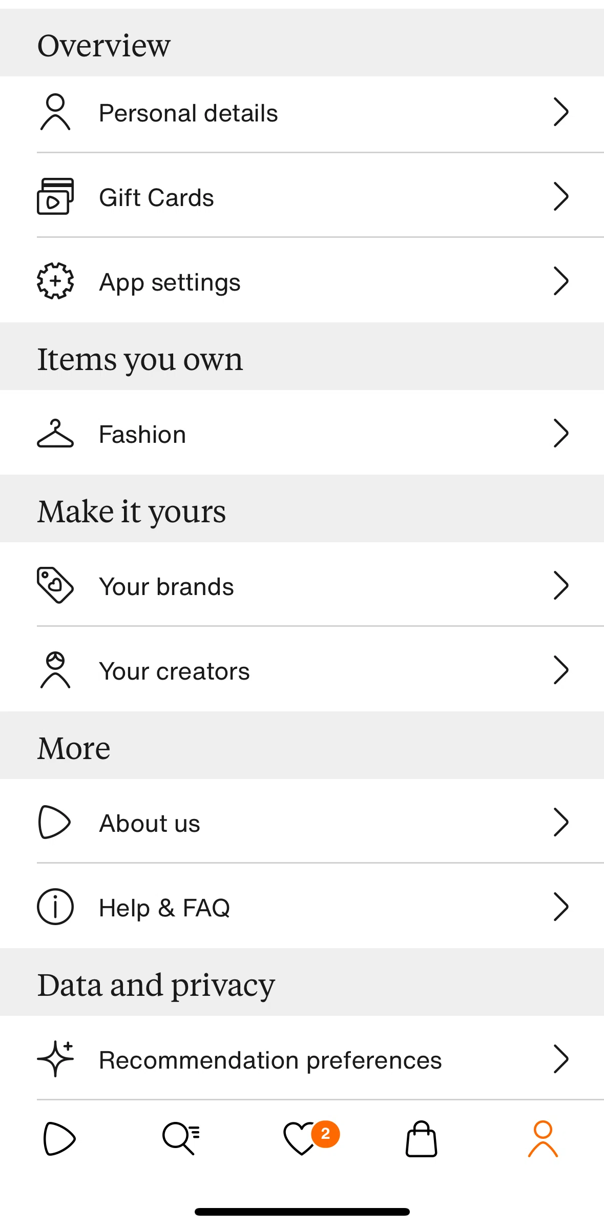 Zalando Screen screen in the About us flow