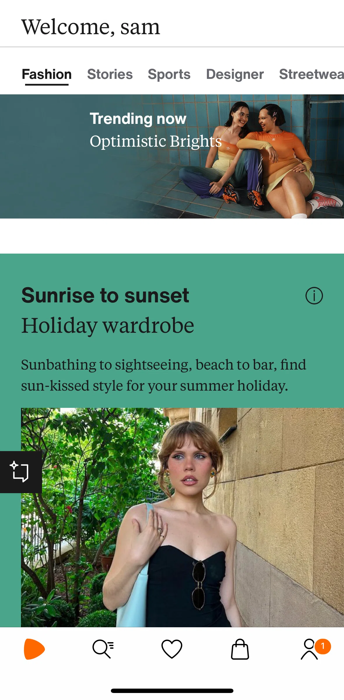 Zalando Screen screen in the Bag flow