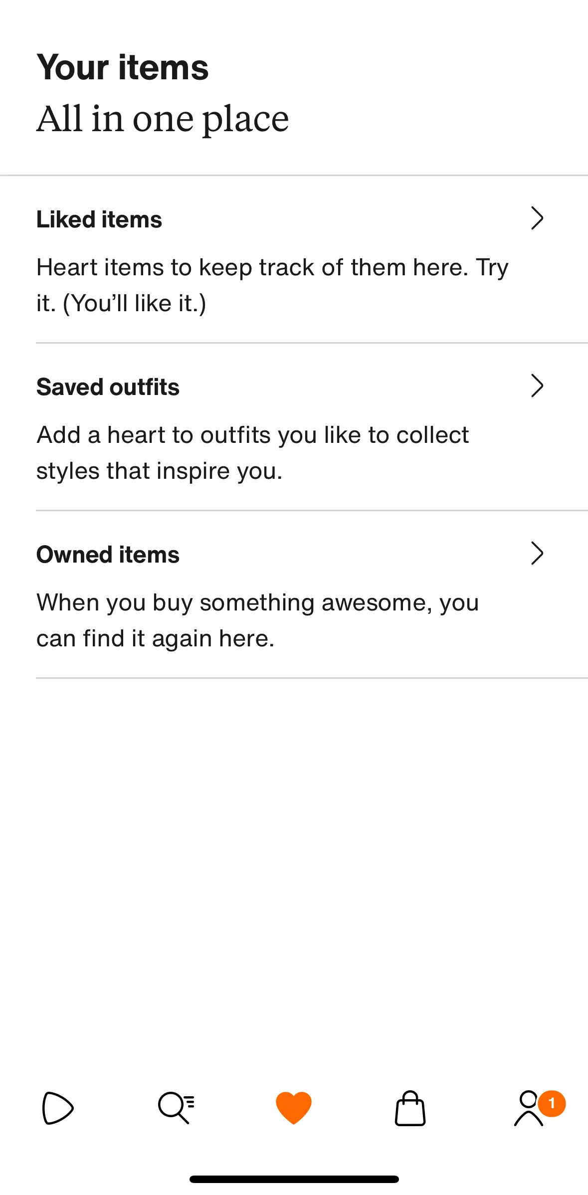 Zalando Screen screen in the Saved outfits flow