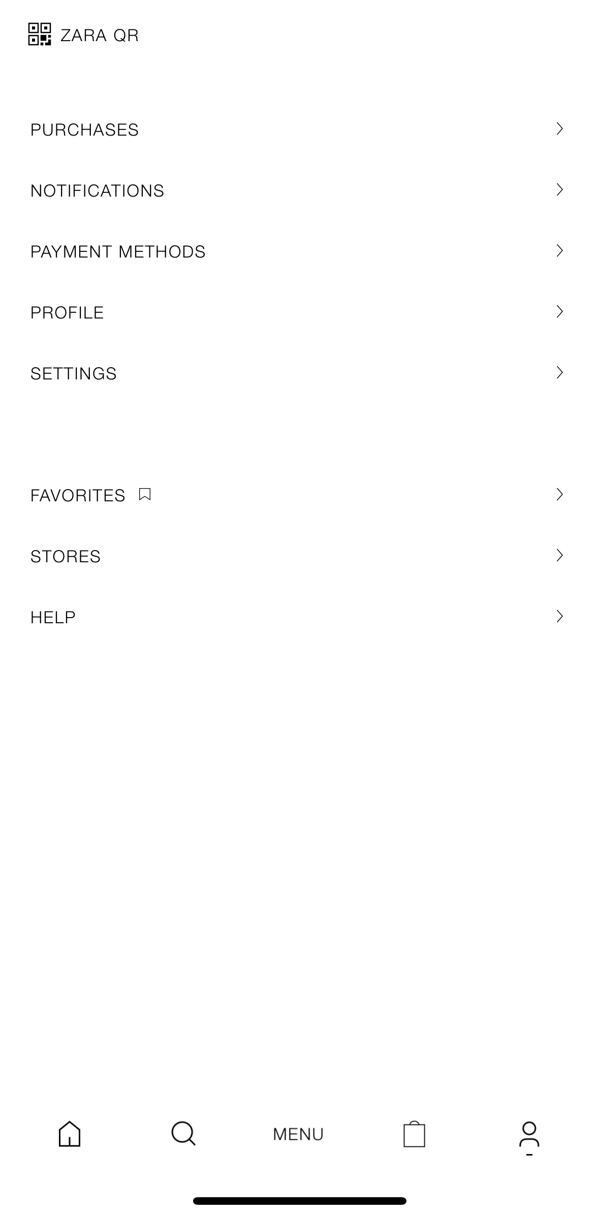 Zara Screen screen in the Zara QR flow
