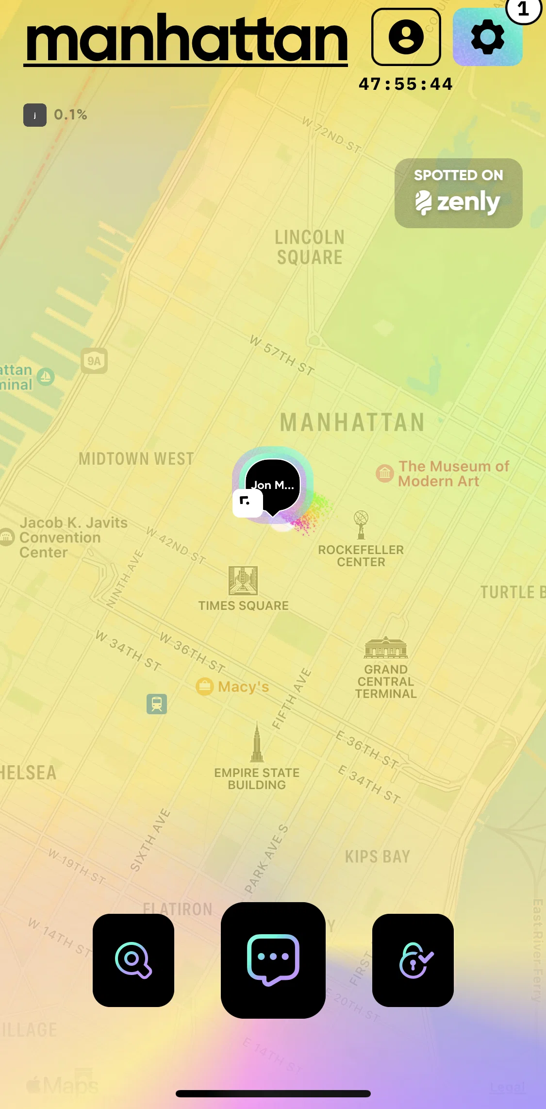 Zenly Screen screen in the Adding friends by bumping phones flow