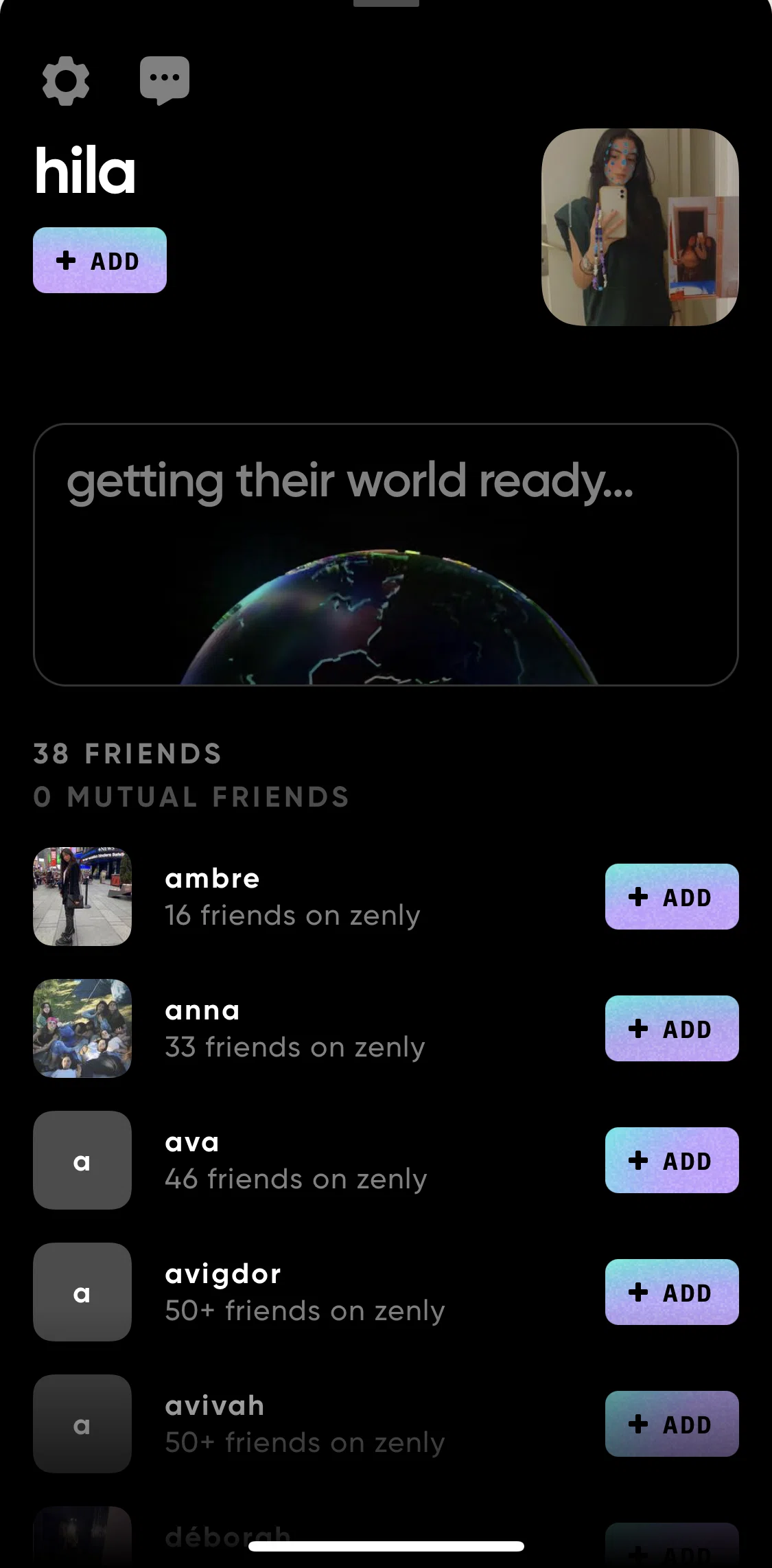 Zenly Screen screen in the Adding user as a friend flow