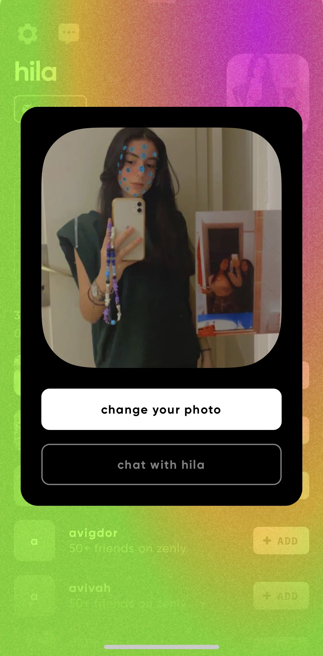 Zenly Screen screen in the Chatting with a user flow
