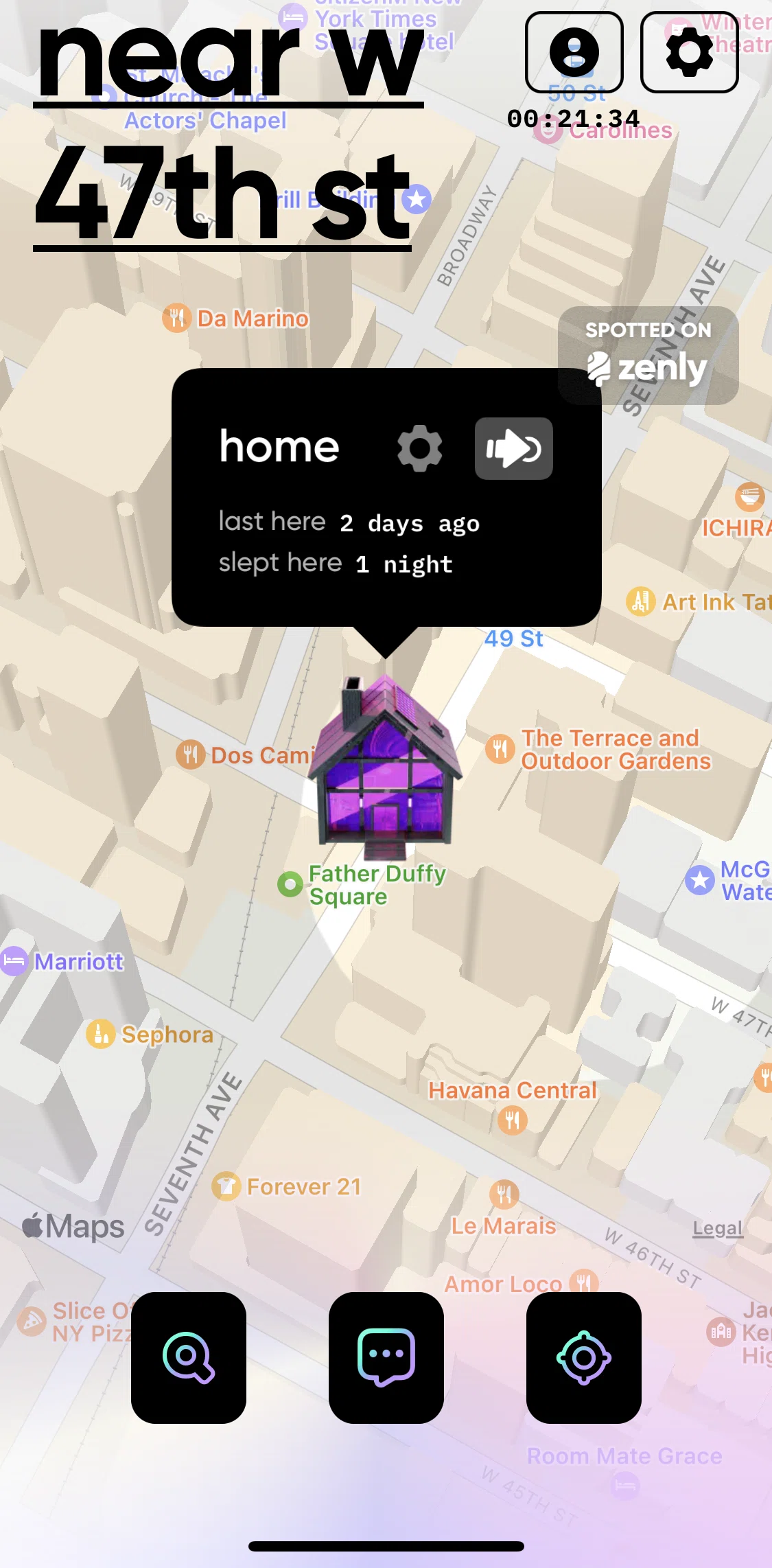 Zenly Screen screen in the Footprints flow
