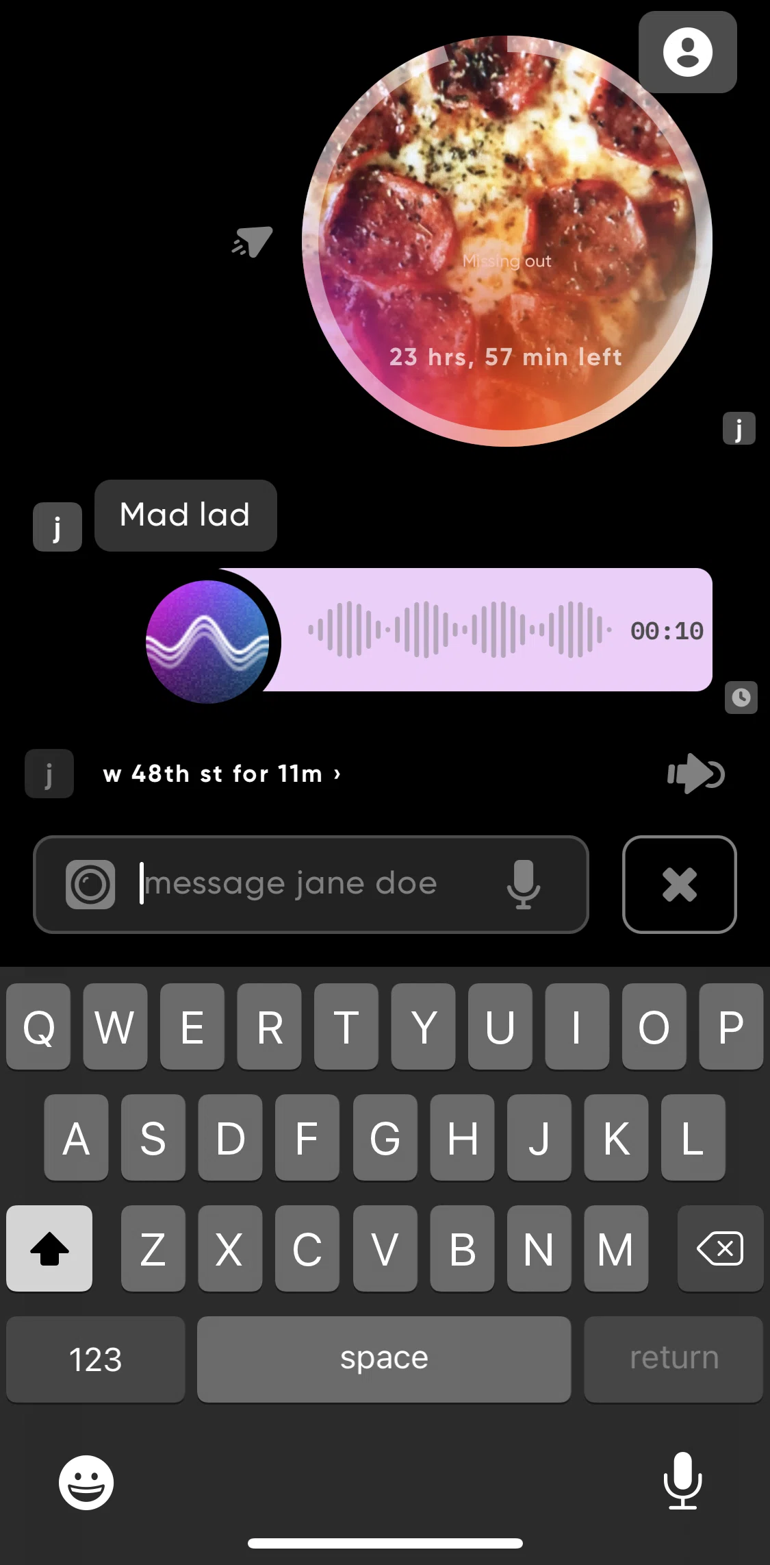 Zenly Screen screen in the Friend profile flow