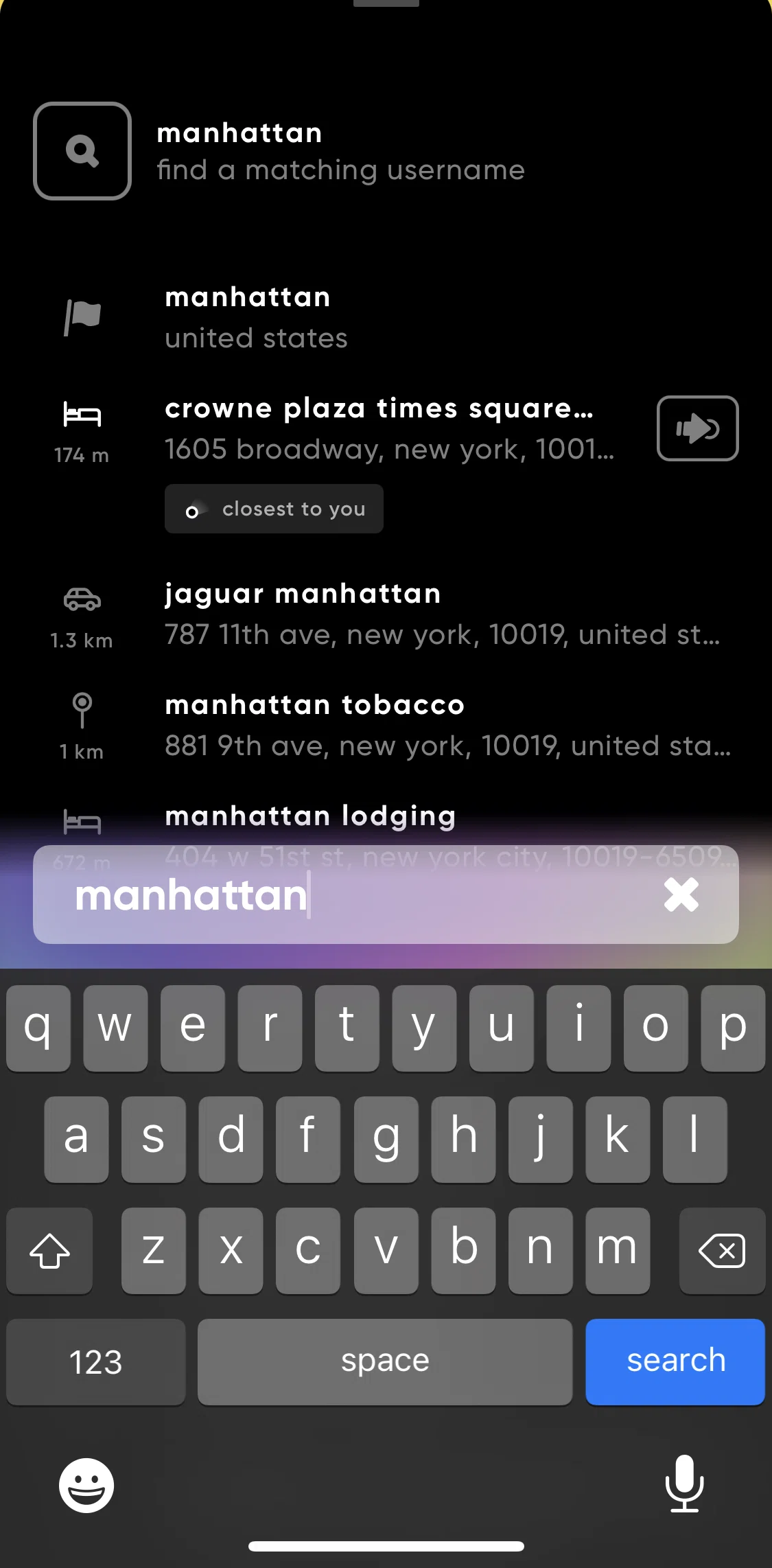 Zenly Screen screen in the Getting directions flow