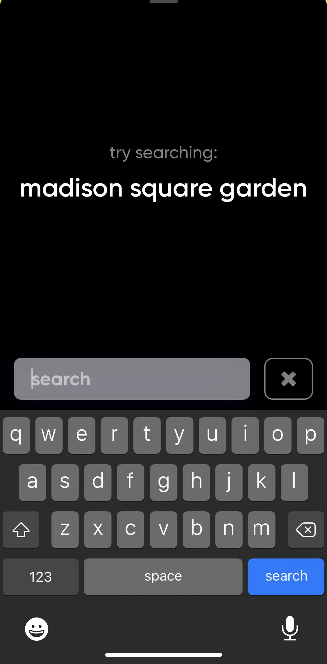 Zenly Screen screen in the Searching for a location flow