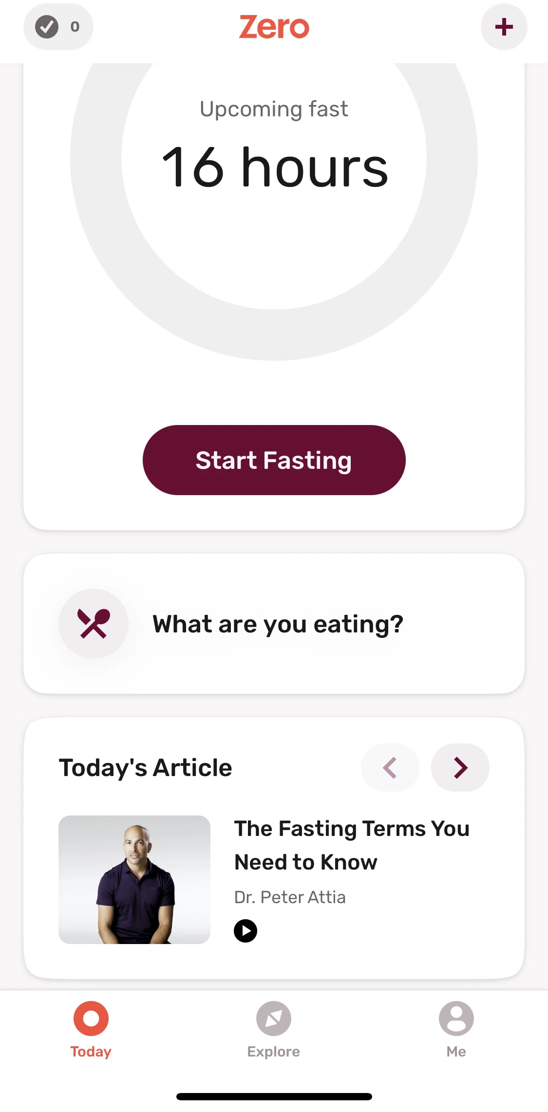 Zero Screen screen in the Article detail flow