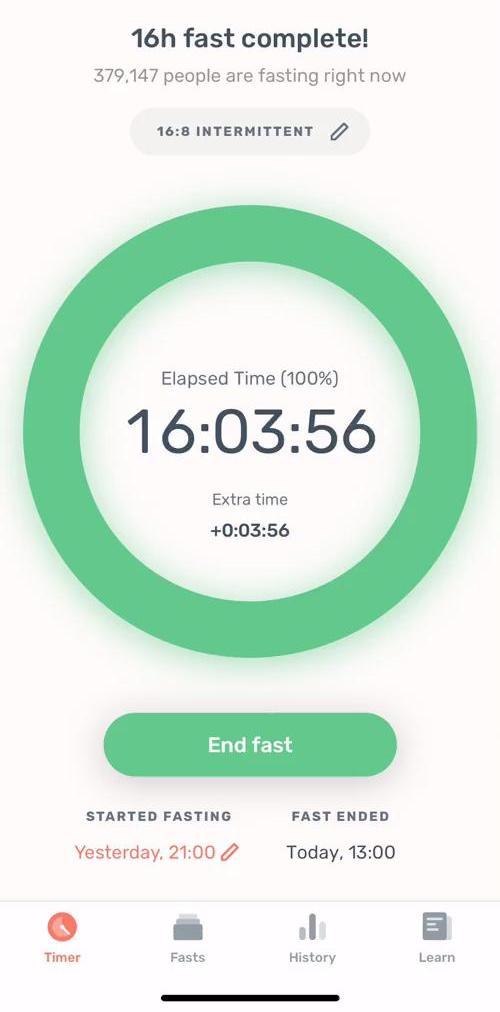 Zero Timer screen in the Ending A Fast flow