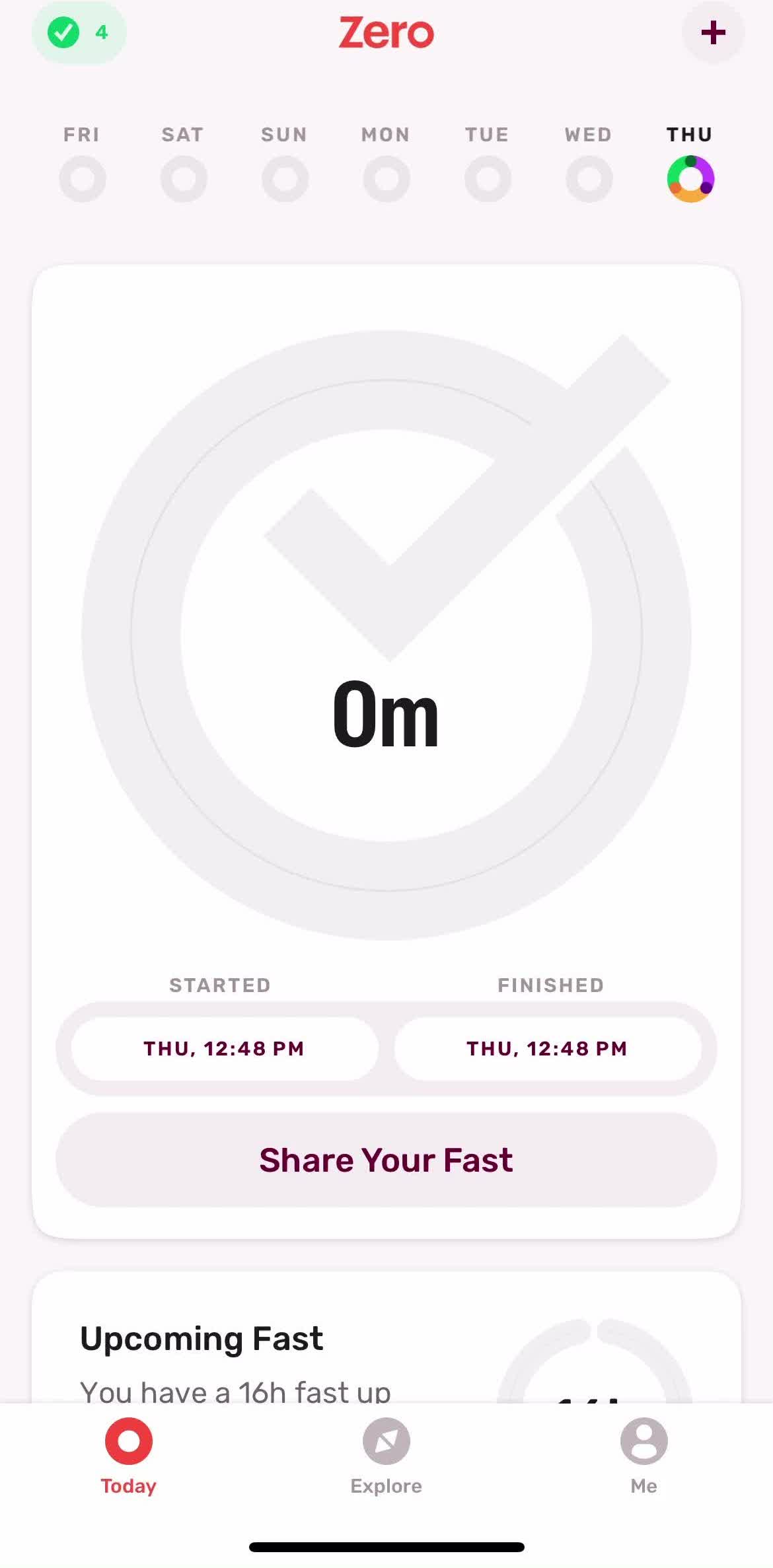 Zero Home screen in the Logging Out flow