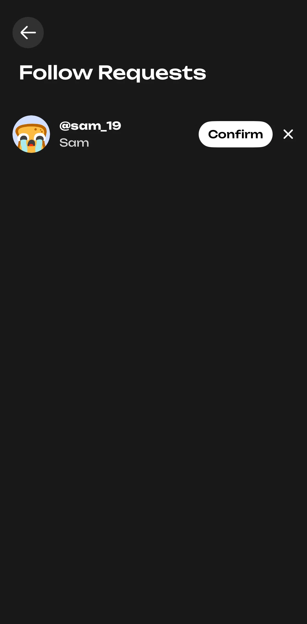 Zesty Screen screen in the Accepting a follow request flow