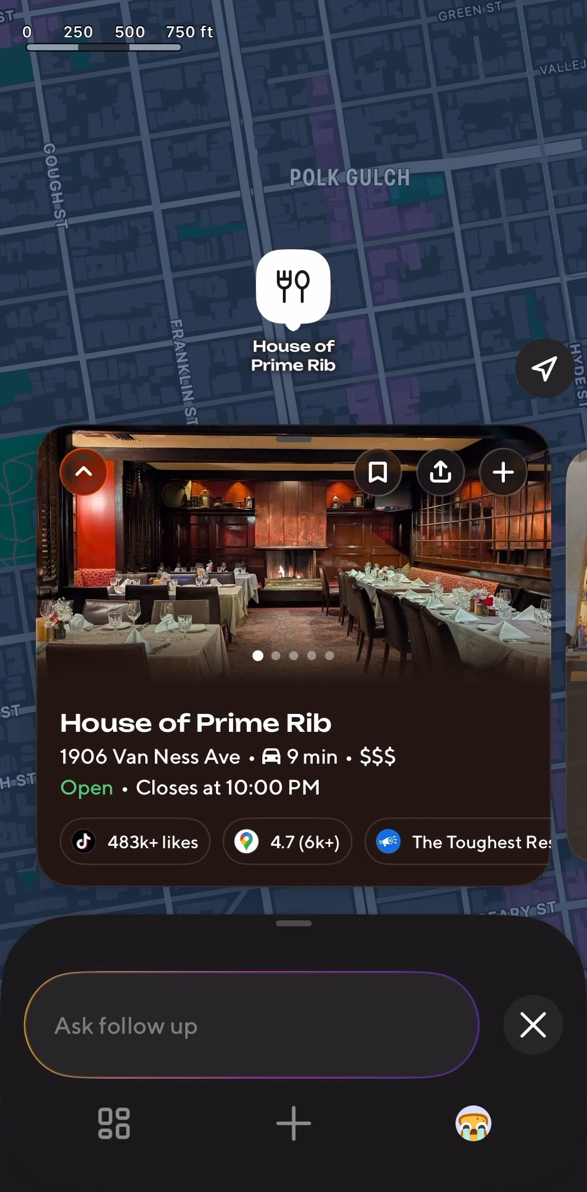 Zesty Screen screen in the Restaurant detail flow
