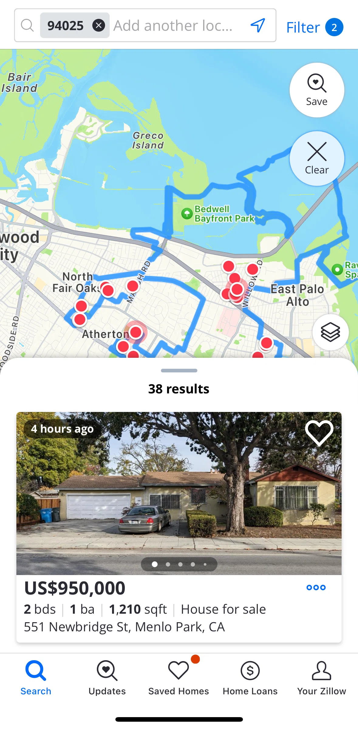 Zillow Screen screen in the Home flow