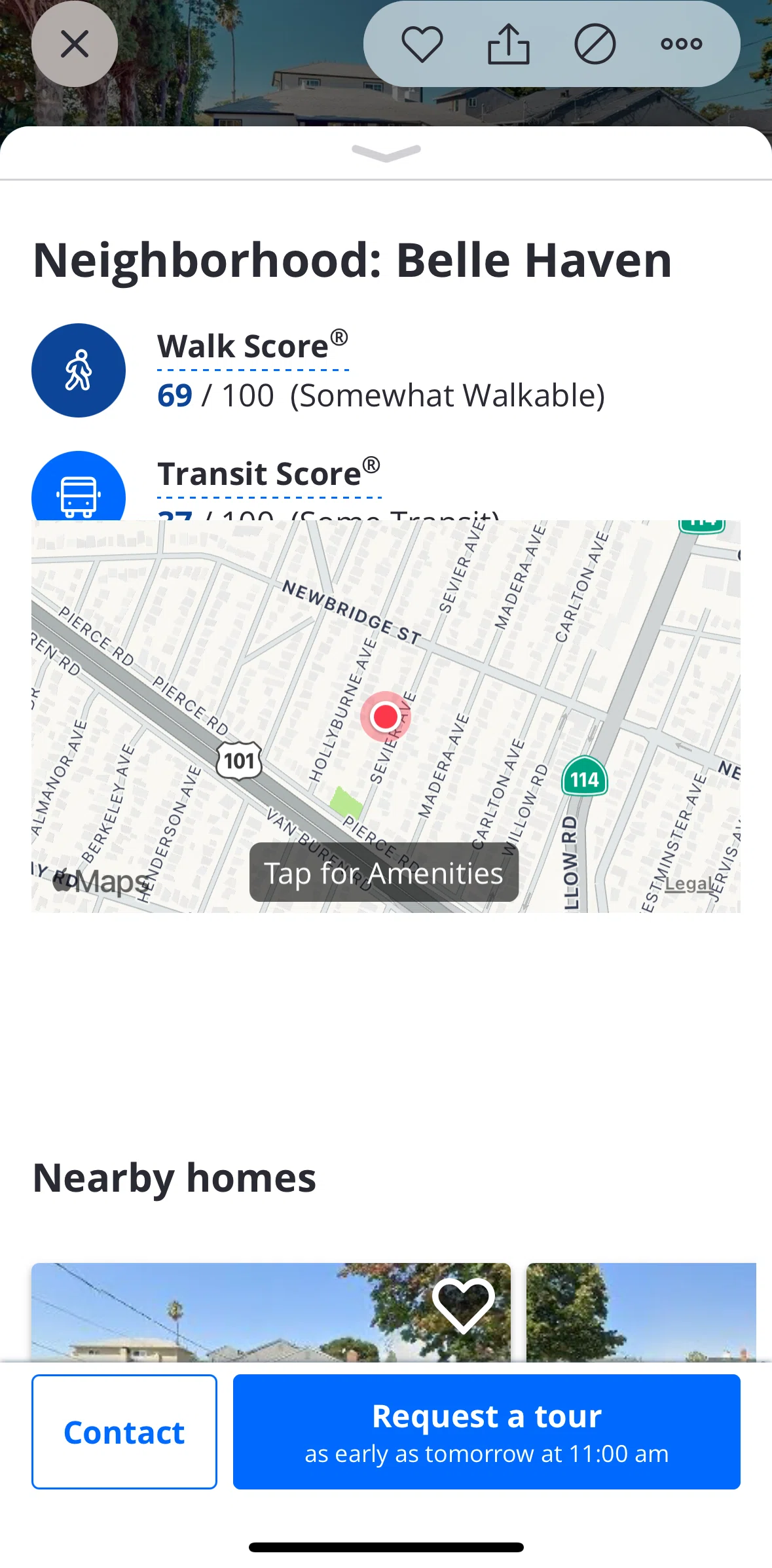 Zillow Screen screen in the Map view (home) flow