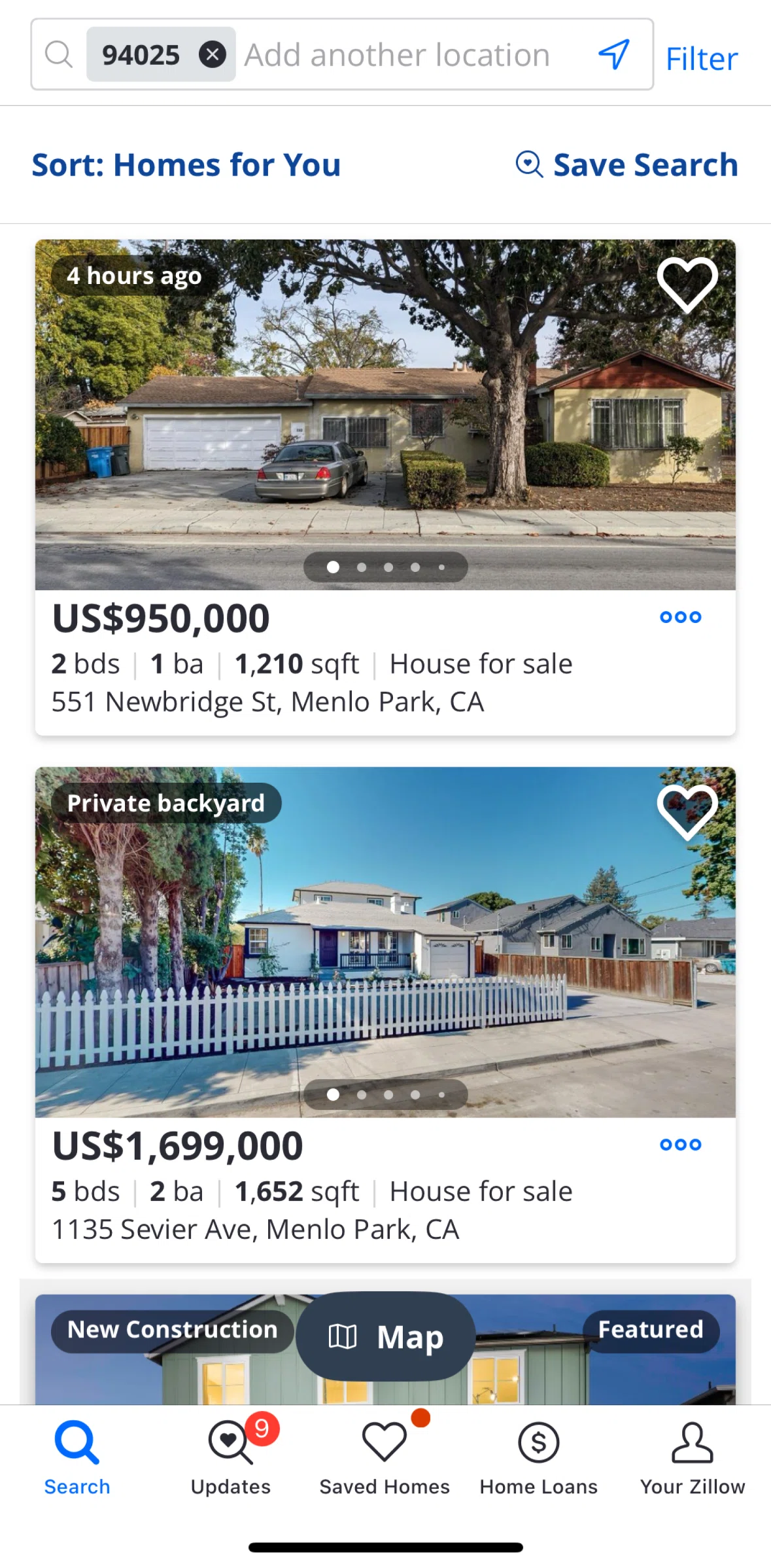 Zillow Screen screen in the Updates flow