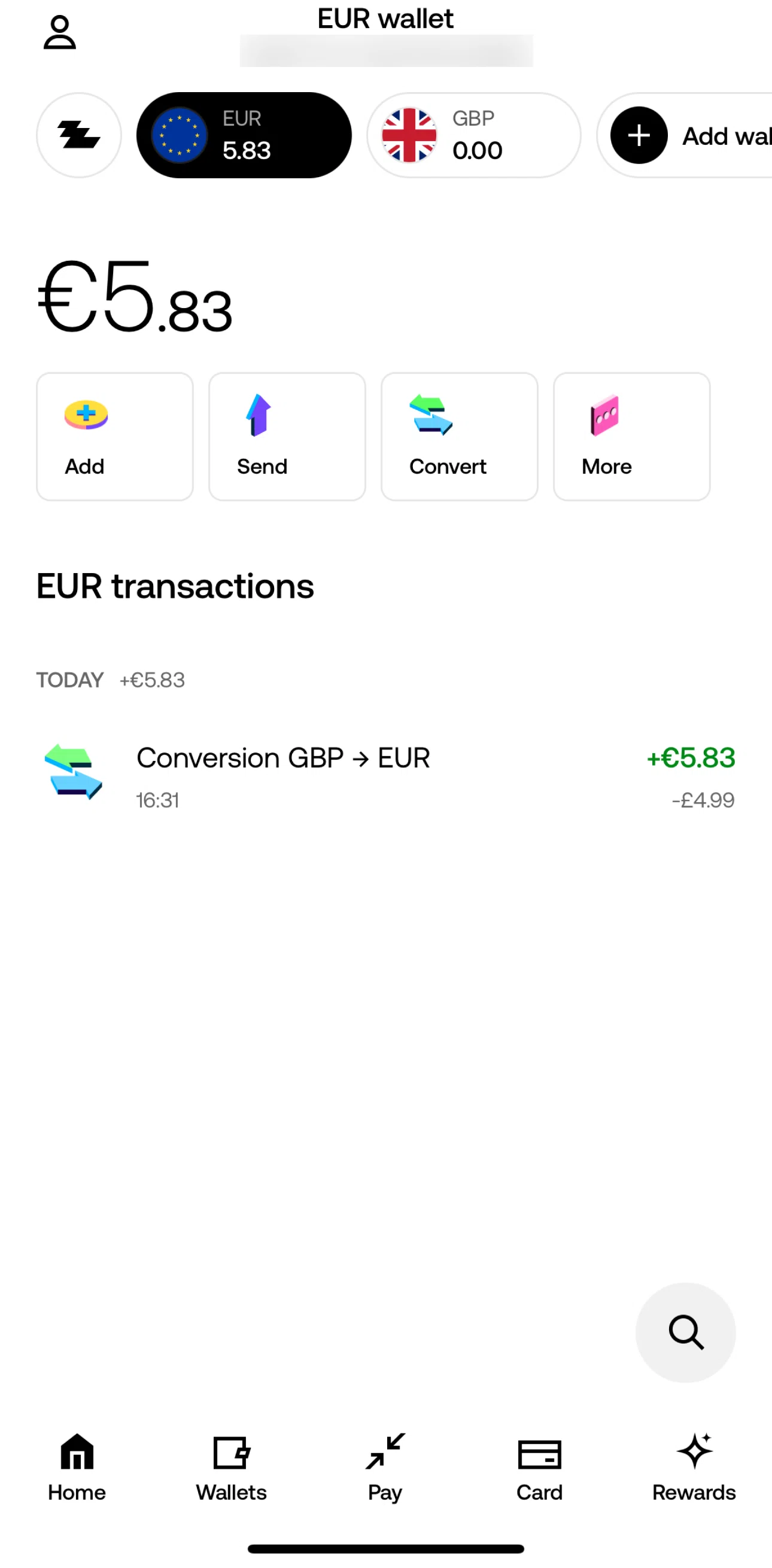 Zing Screen screen in the Action options (wallet) flow