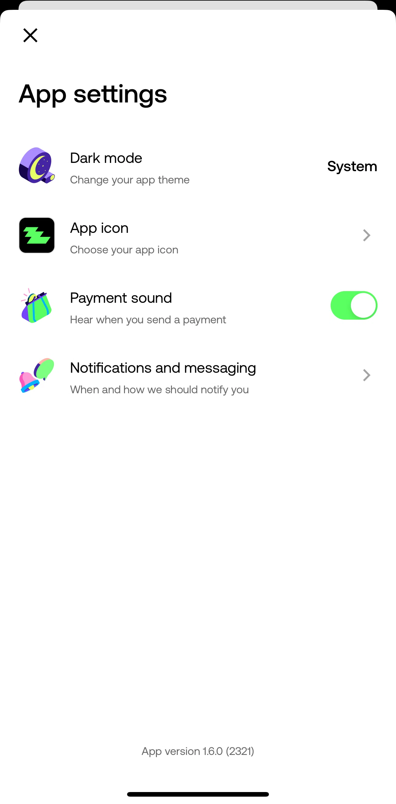 Zing Screen screen in the Changing app icon flow