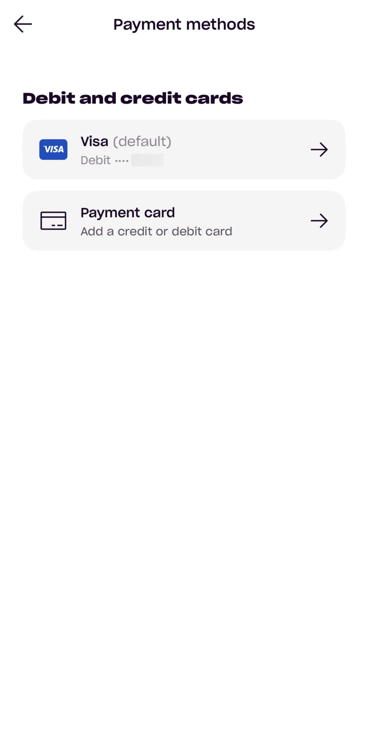 Zip Screen screen in the Deleting a card flow